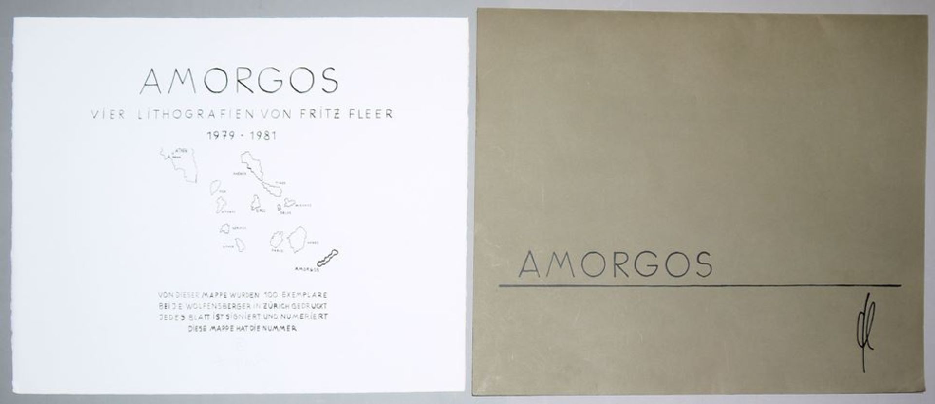 Fritz Fleer, "Amorgos" Mappe mit 4 signierten Lithographien