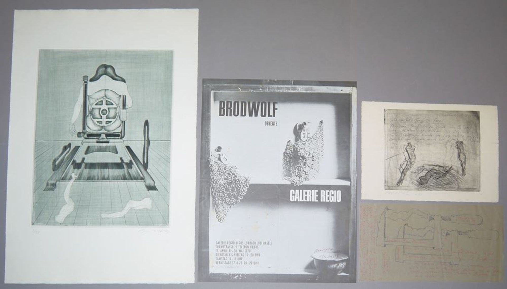 Jürgen Brodwolf, Sammlungs-Nachlass aus 9 großen Radierungen, einem Probedruck,