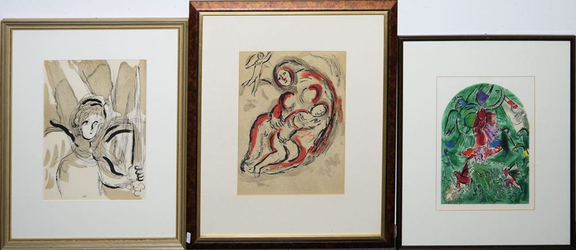 Marc Chagall, "L'Ange à l'Épée", "Agar dans le Désert" & "La tribu de gad", 3 F