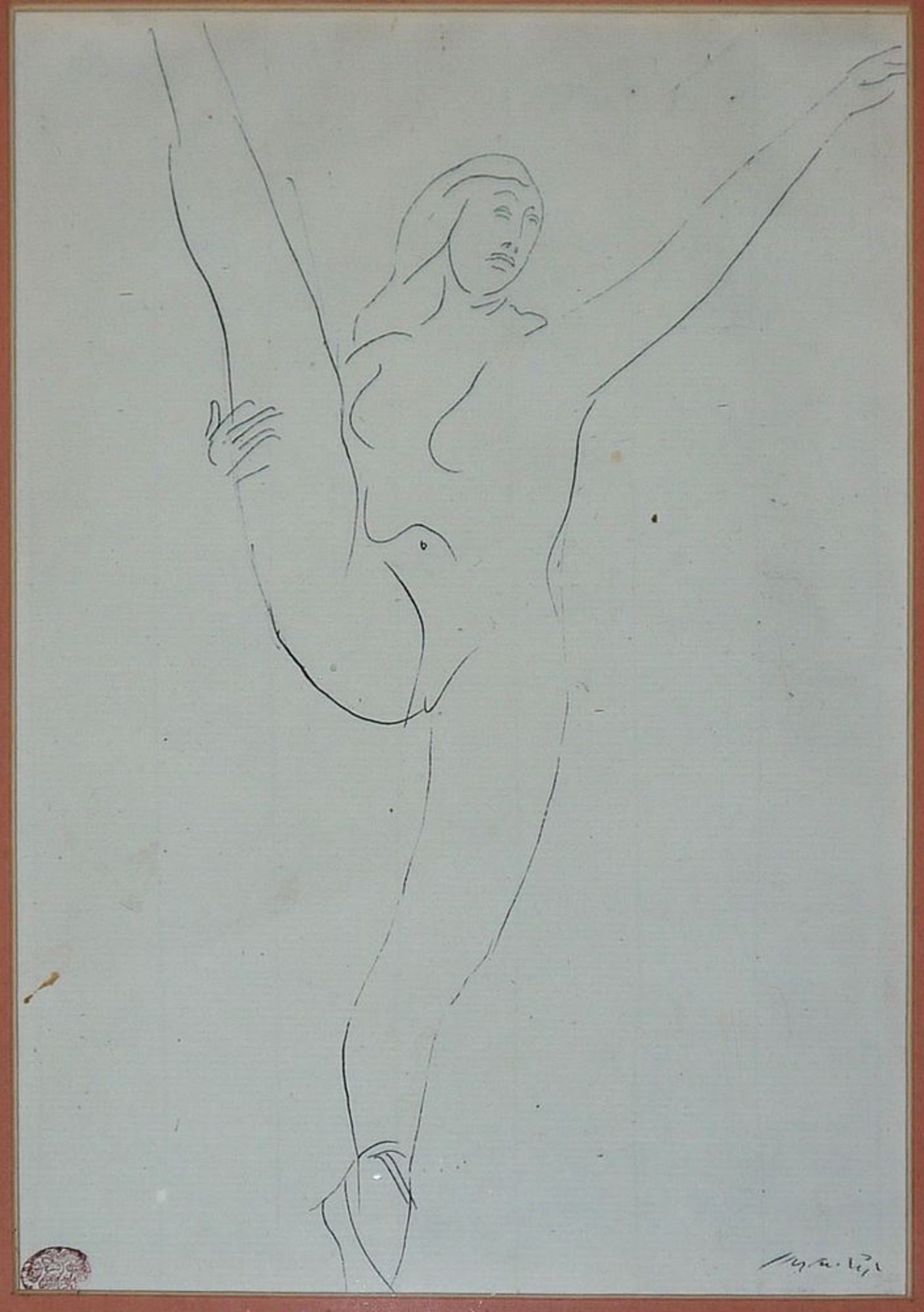 Erotischer Handschmeichler aus Bronze & Weiblicher Akt beim Spitzentanz, Graphi - Image 4 of 5