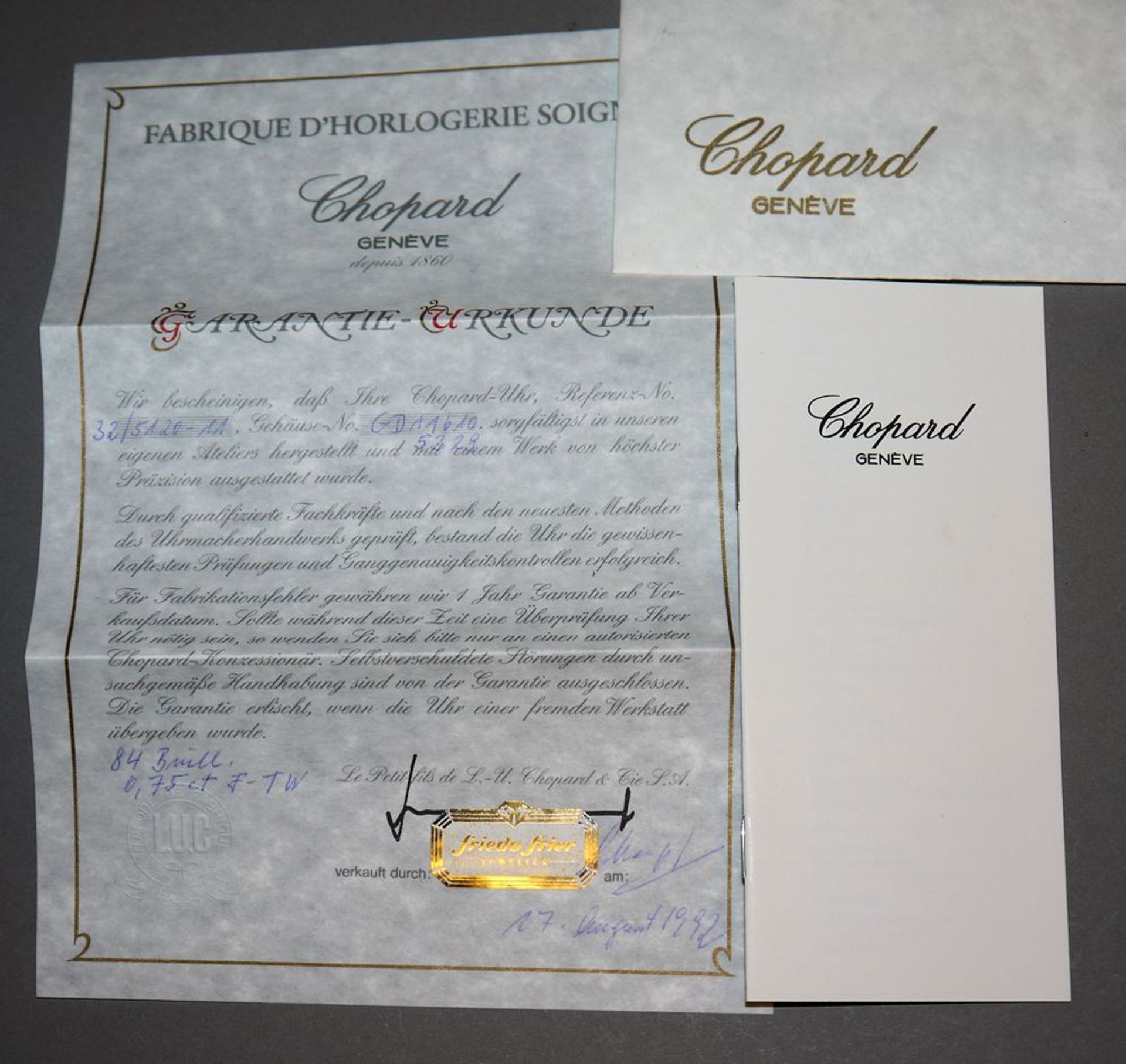 Damenarmbanduhr Chopard Gstaad mit Brillanten, Gold mit Garantie-Urkunde von 19 - Image 3 of 3