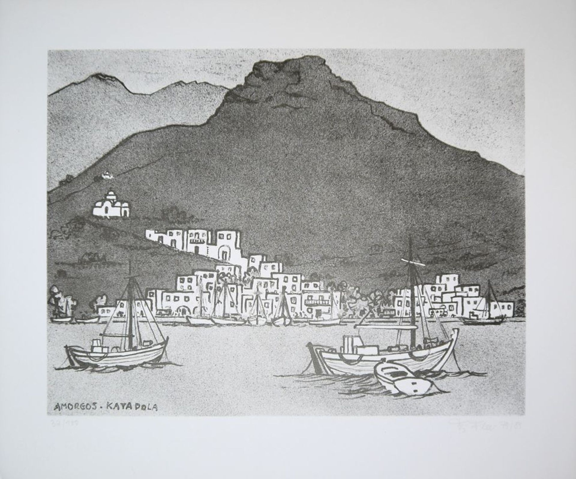 Fritz Fleer, "Amorgos" Mappe mit 4 signierten Lithographien - Bild 4 aus 6