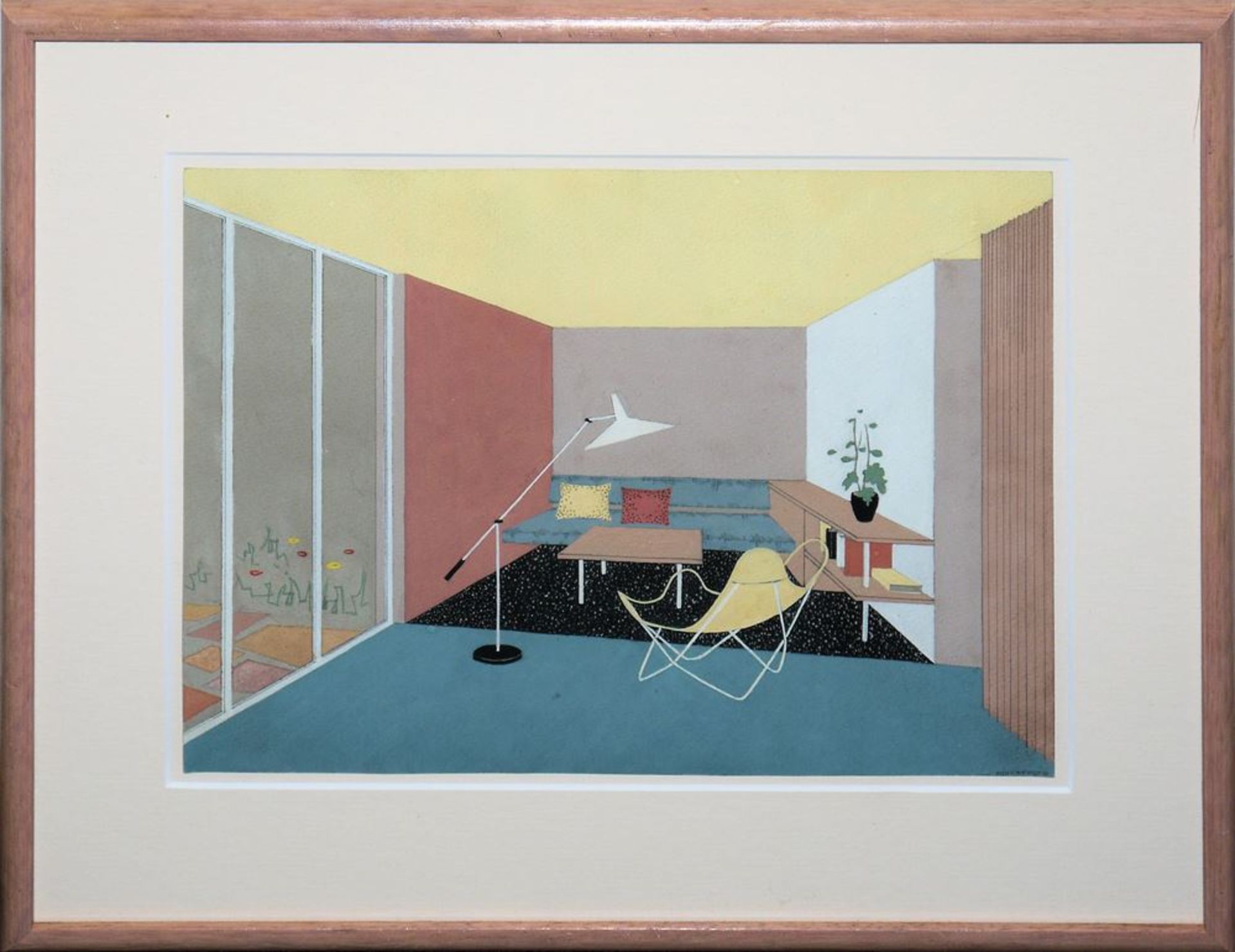 Knoll International, Gouache, 1950er Jahre, gerahmt