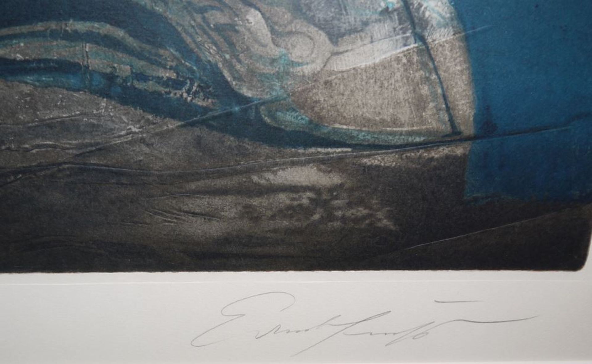 Ernst Fuchs, "Agnus Mysticus", signierte Farblithographie mit Metallfolienprägu - Bild 2 aus 3