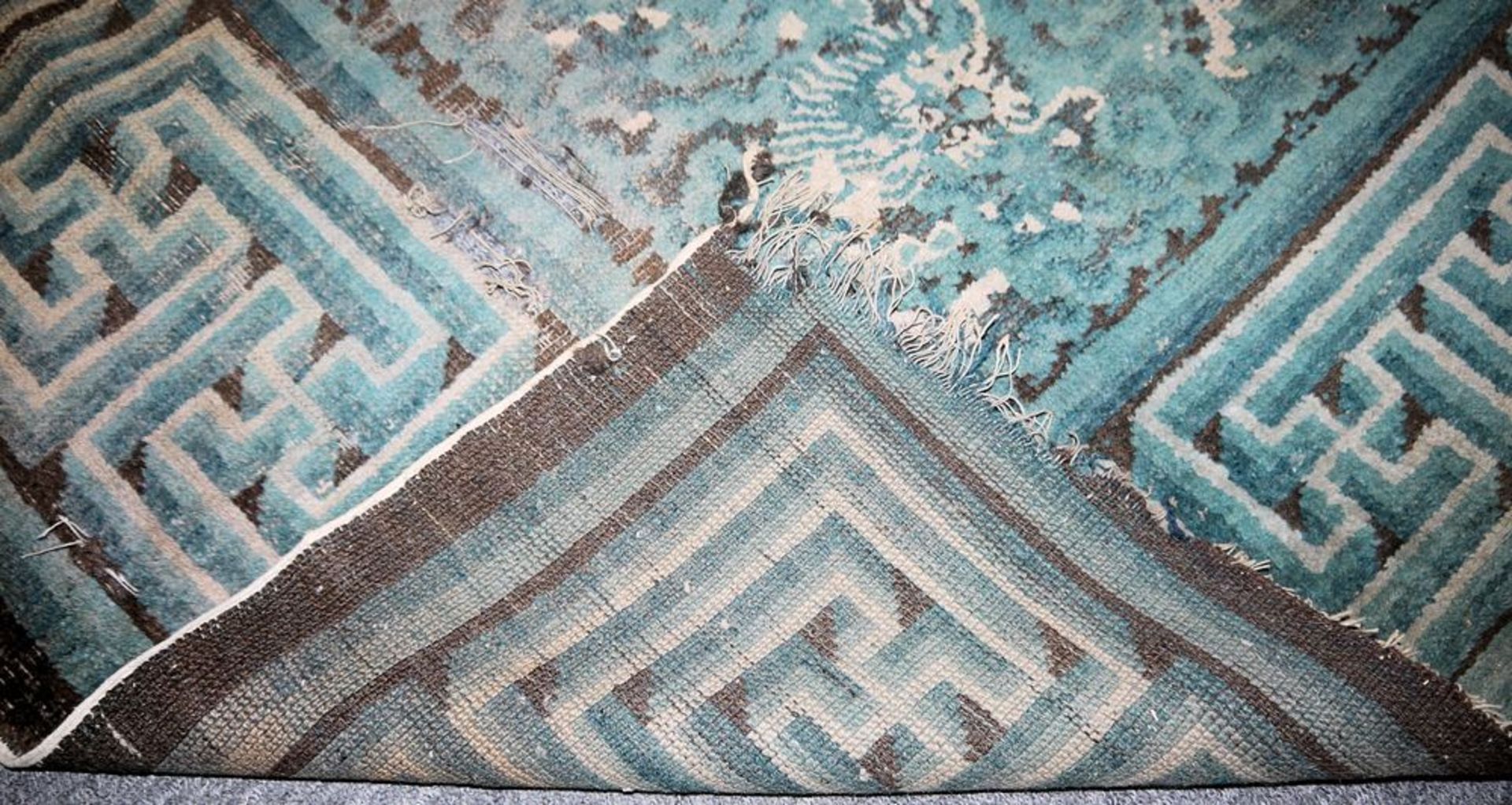 Musealer Ningxia-Drachenteppich der Qing-Zeit, China 18. Jh. - Image 7 of 7