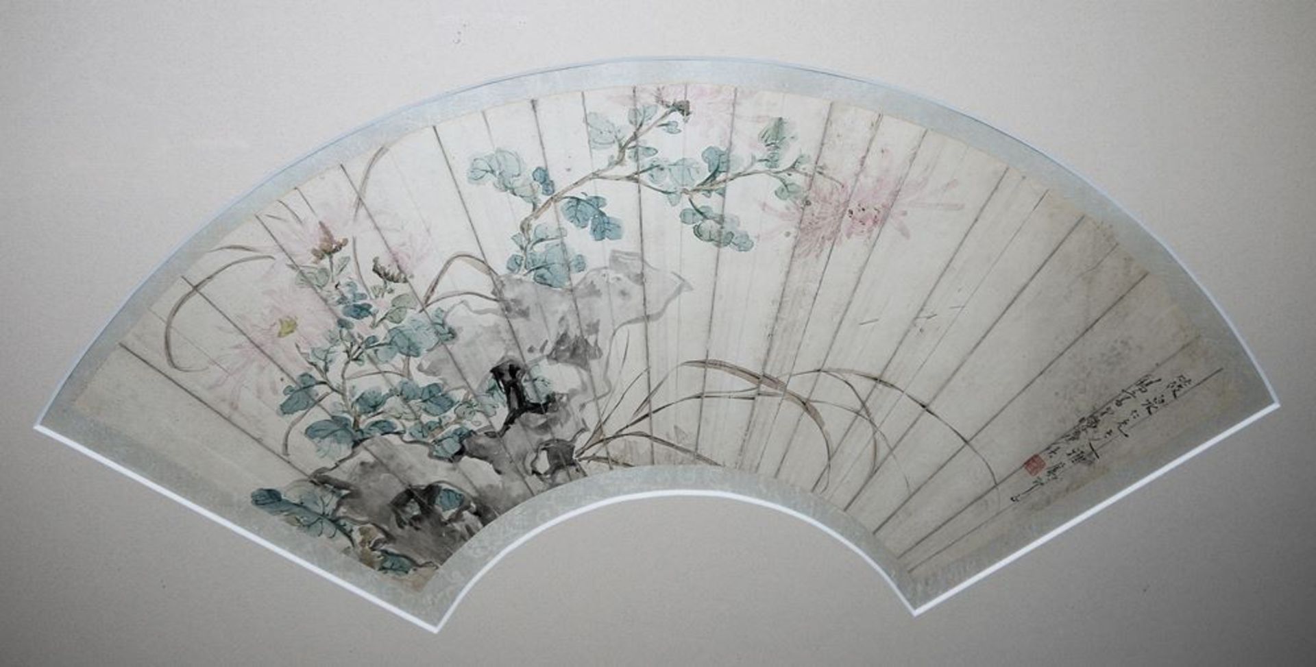 Zwei Fächerblattmalereien, China 20. Jh. - Bild 3 aus 3