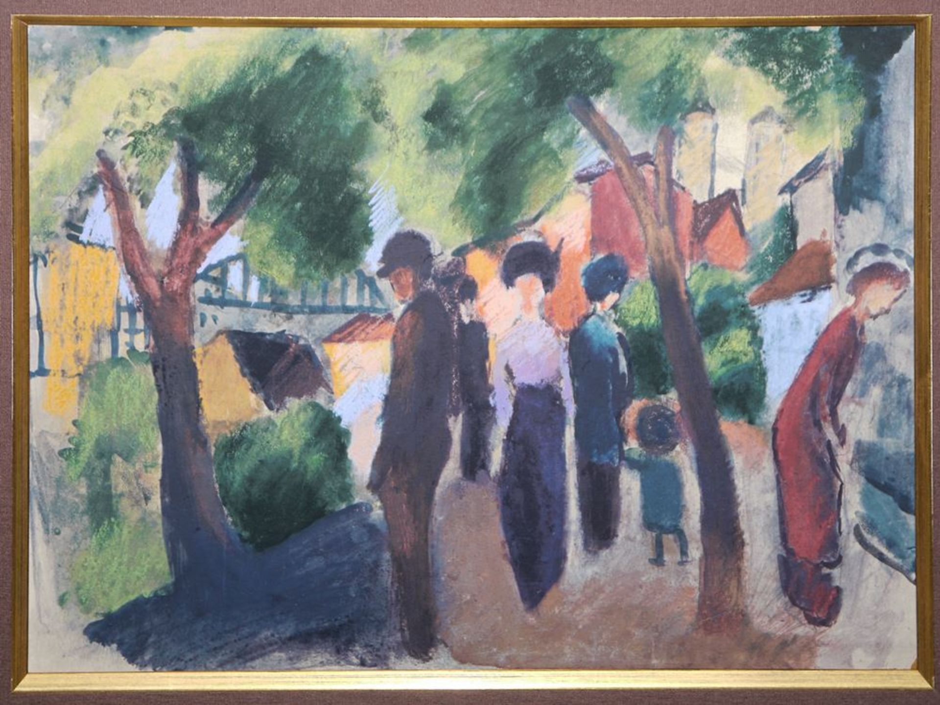 August Macke, "Spaziergänger unter Bäumen", original Dietz-Replik & Anonymer Ex - Bild 2 aus 3