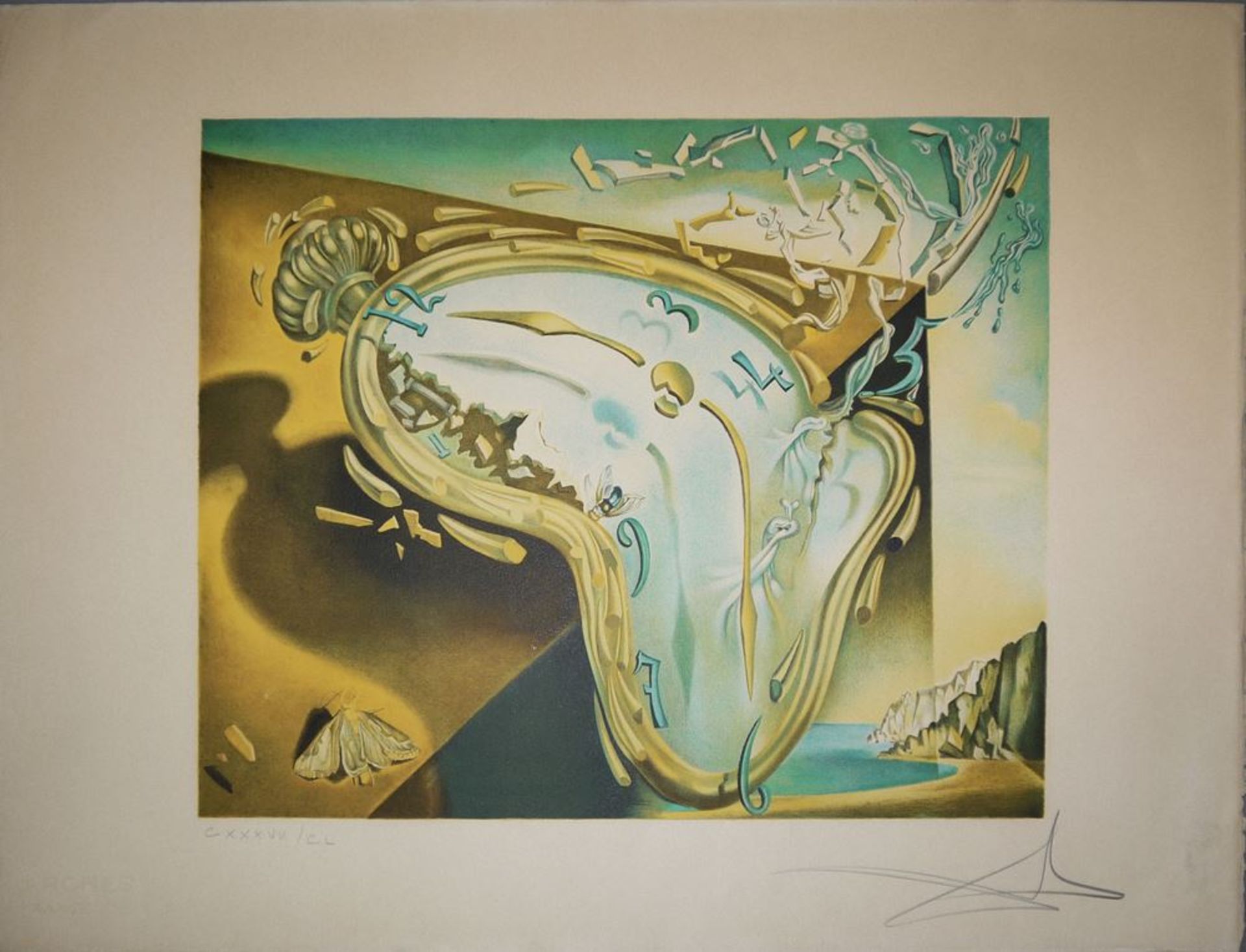 Salvador Dalí, Montre Molle, signierte Farblithographie, o. Rahmen