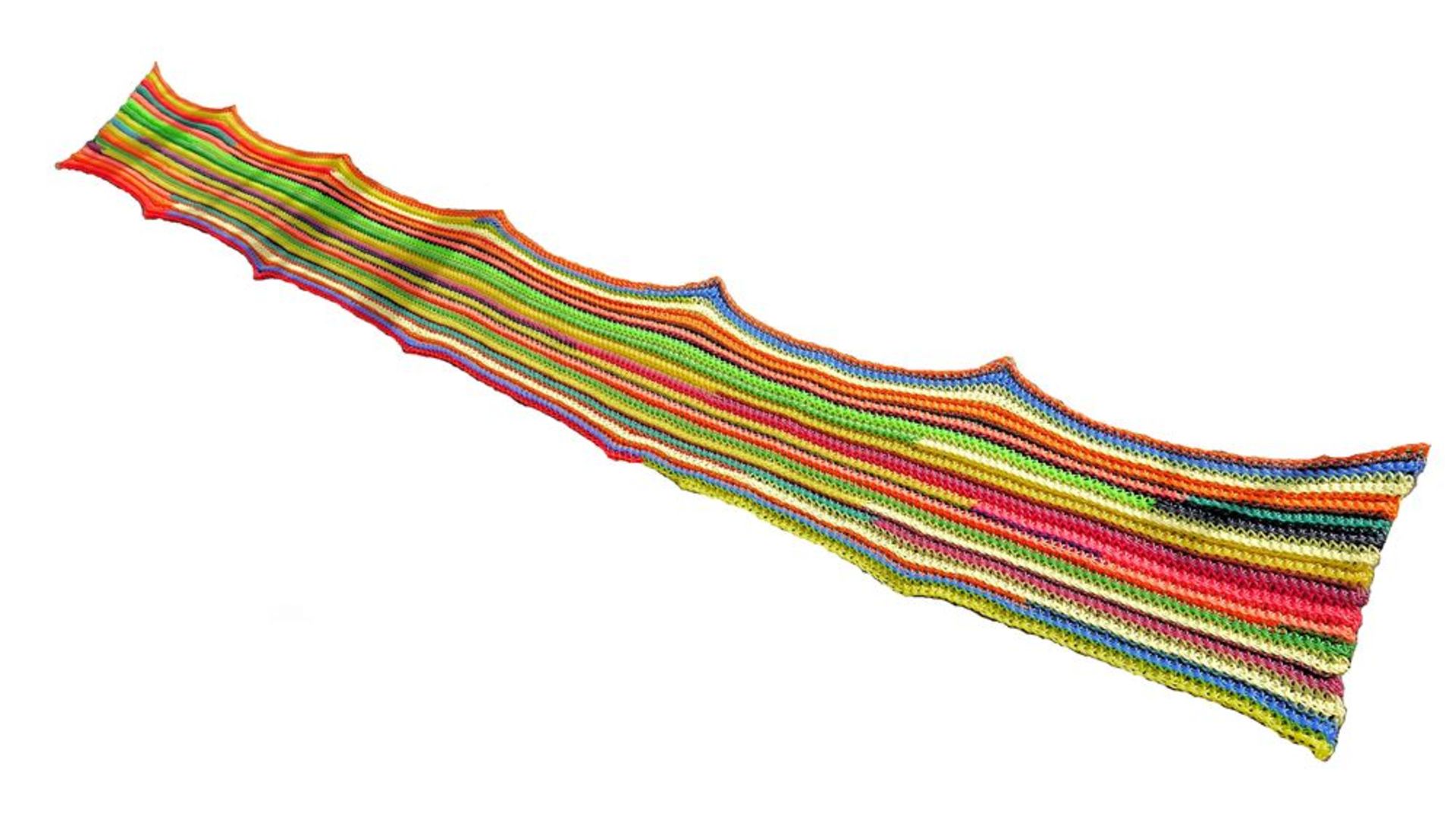 Regine Schumann, Unikat "Tag und Nacht", große Knüpfarbeit aus farbigen Plastilight-Schnüren, fluor - Image 2 of 6