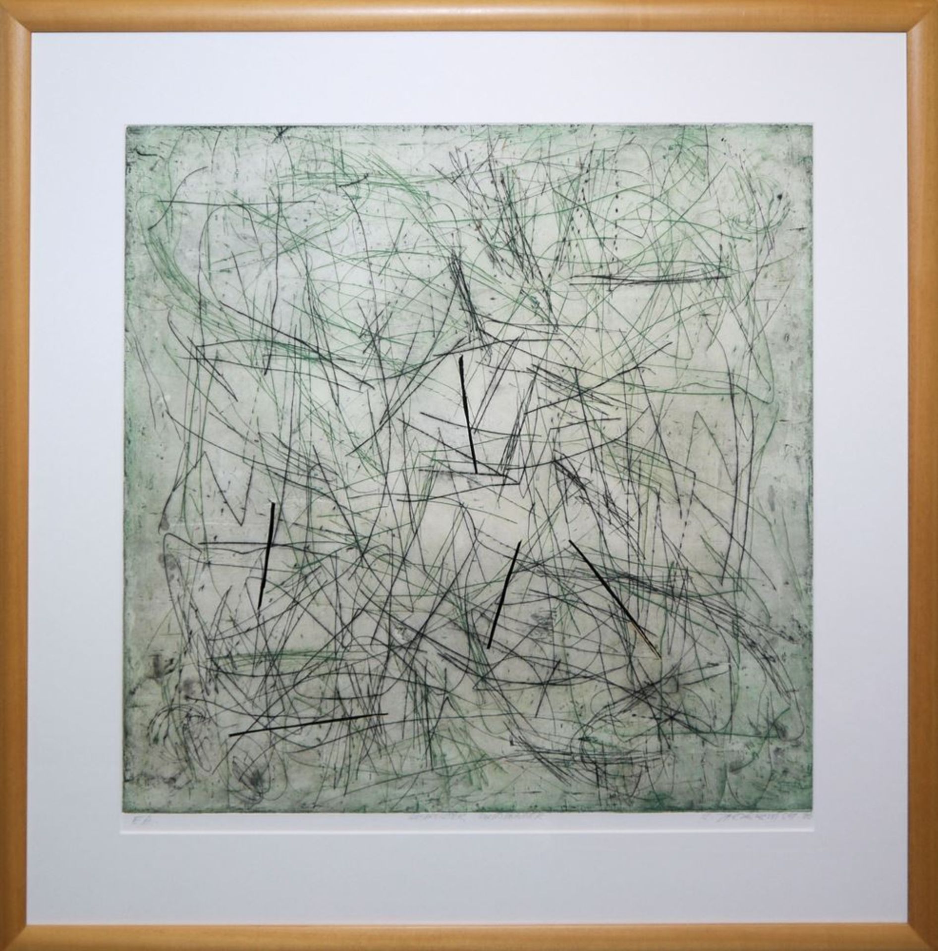 Kryztoph Jarzebinski, Abstrakte Kompositionen in Rot und Grün, 2 großformatige signierte Farbradier
