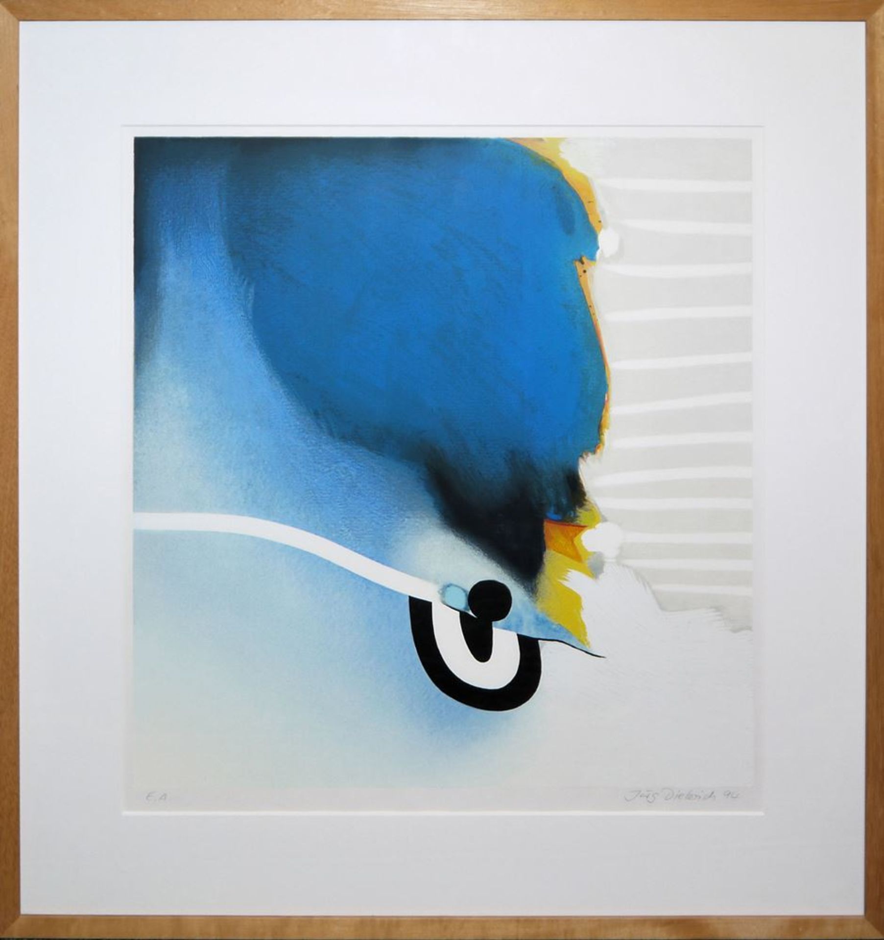 Jörg Dieterich, "Wolken", große signierte Farbserigraphie von 1994, galeriegerahmt