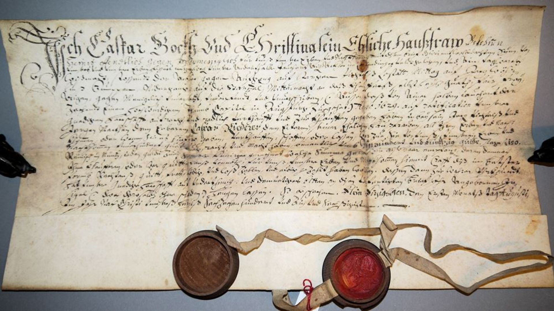 Kauff-Brief von 1629 mit Wachssiegel - Image 3 of 3