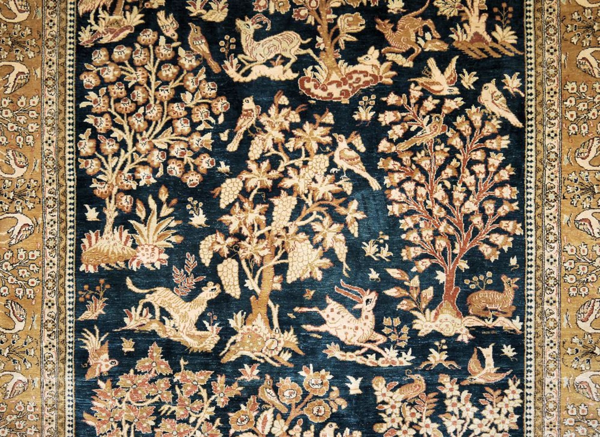 Orient-Gebetsteppich aus Seide Ghom mit Paradiesgarten, Persien, ca. 60 Jahre alt - Image 2 of 3