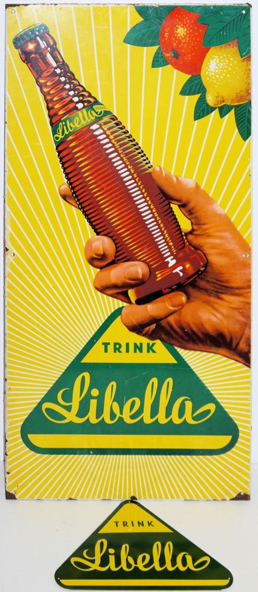 Trink Libella großes Blechschild & 4 kleine Blechschilder
