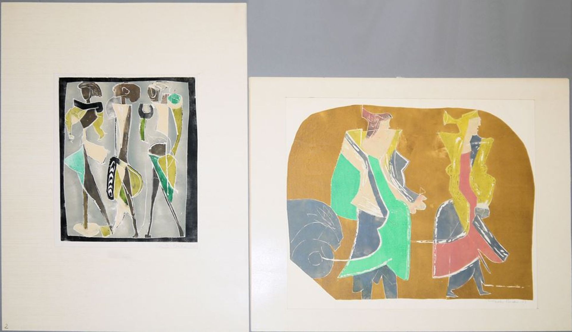Walter Becker, Sammlungsnachlass, 7 signierte Monotypien und eine Farblithographie von 1953/54 - Bild 5 aus 6