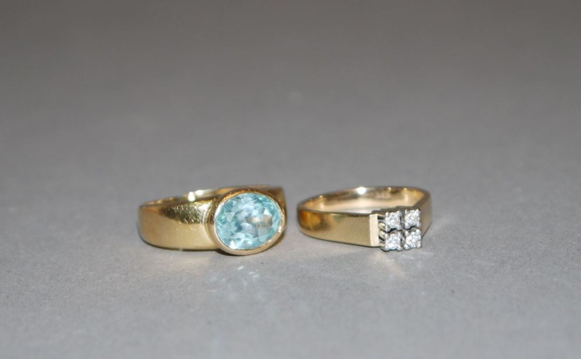 Brillantring & Aquamarin-Ring, Gold