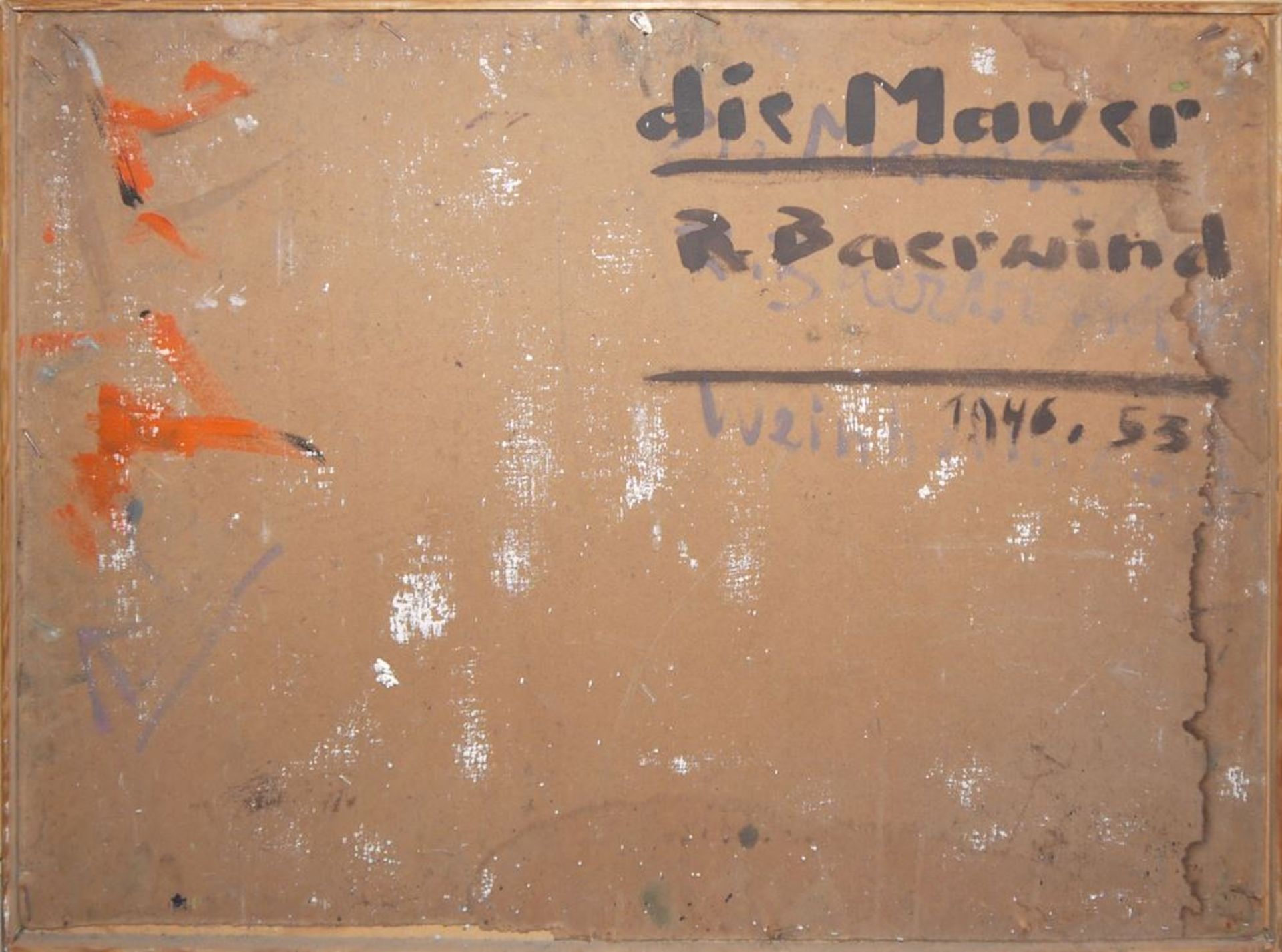Rudi Baerwind, "Die Mauer", signiertes Ölgemälde von 1946, gerahmt - Image 3 of 3