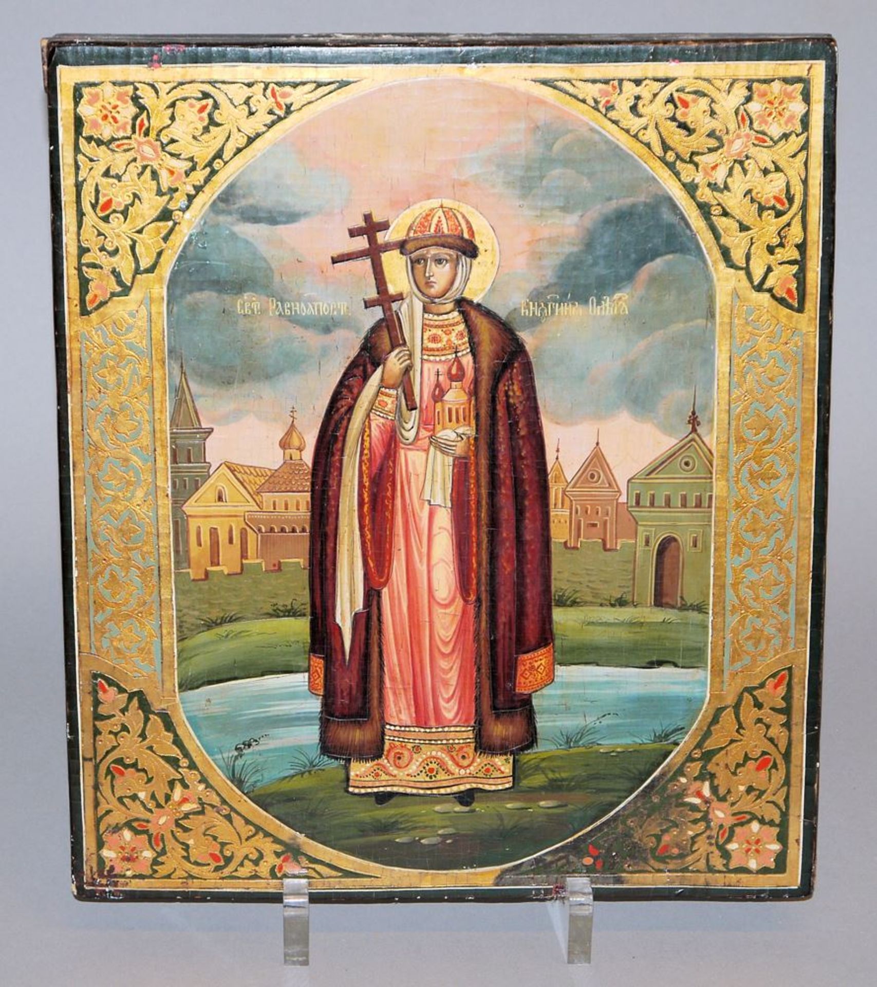 Ikone mit der Hl. Olga, Russland um 1900