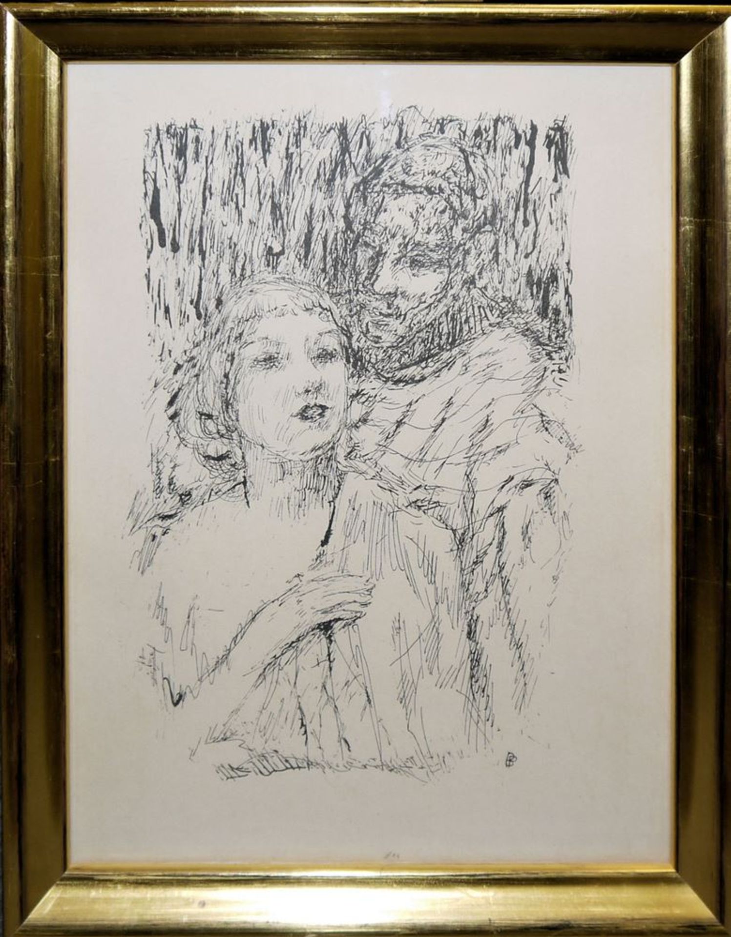 Pierre Bonnard, "deux têtes" (zwei Köpfe), Lithographie von 1930, gerahmt