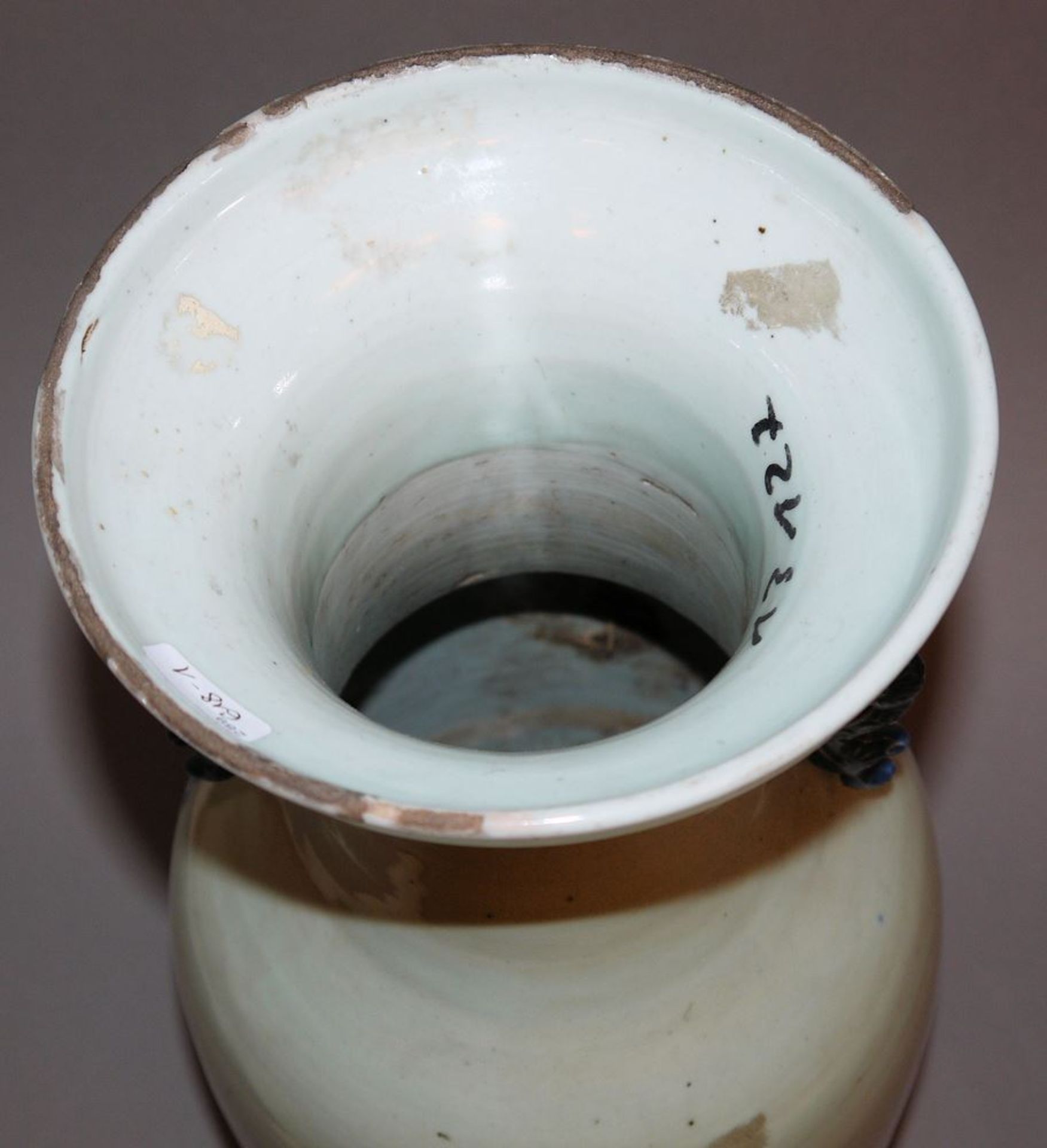 Blauweiß-Balustervase, China, späte Qing-Zeit - Bild 3 aus 3