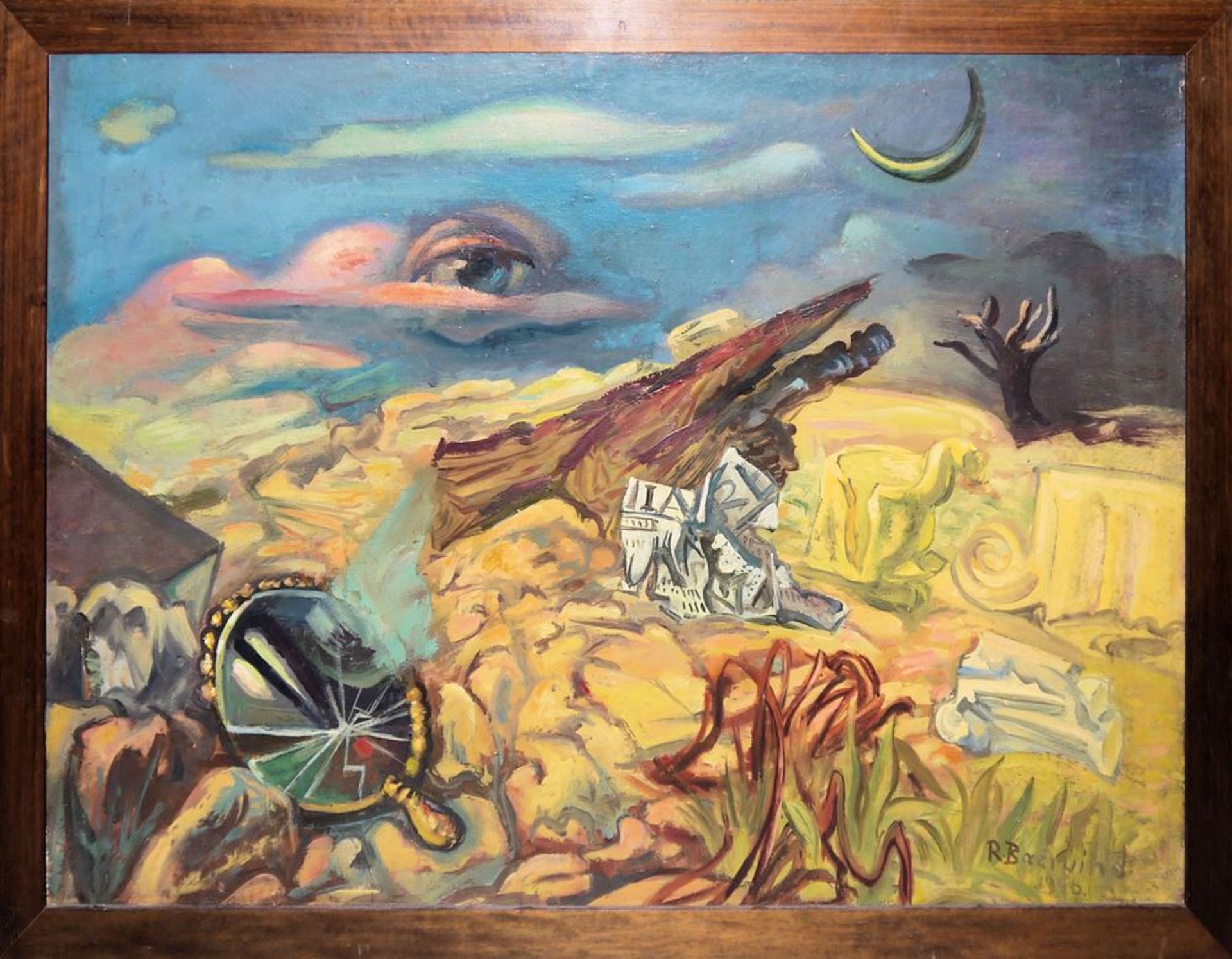 Rudi Baerwind, "Das Auge Gottes", signiertes Ölgemälde von 1946, gerahmt