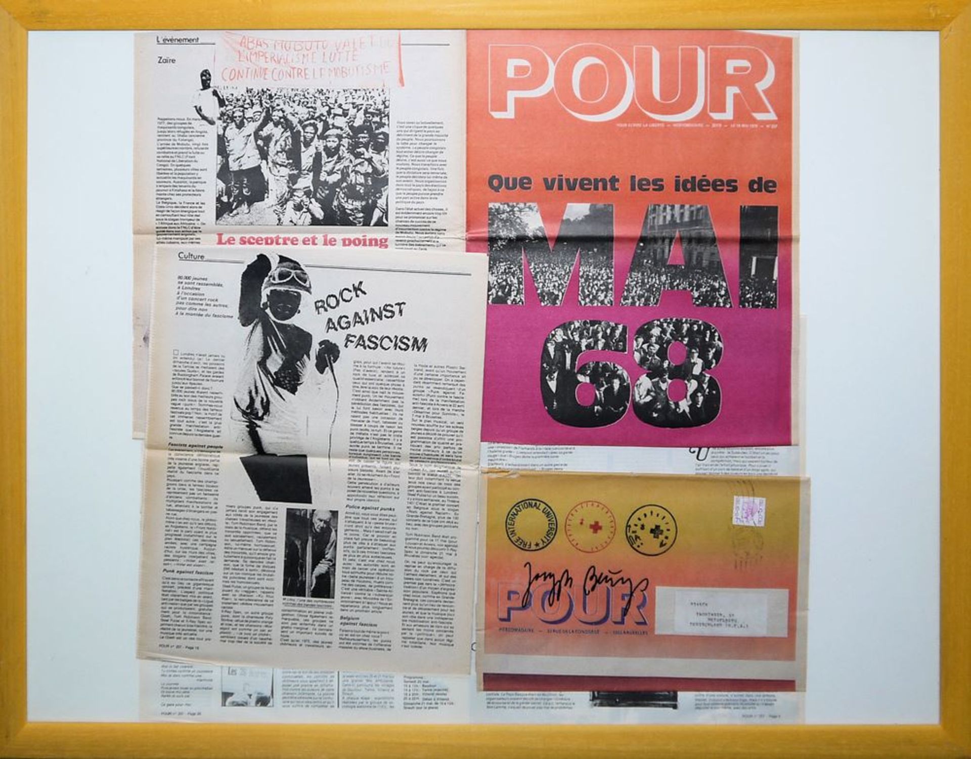 Joseph Beuys, signierte und gestempelte Zeitschrift "Pour" aus den 1970er Jahren, gerahmt