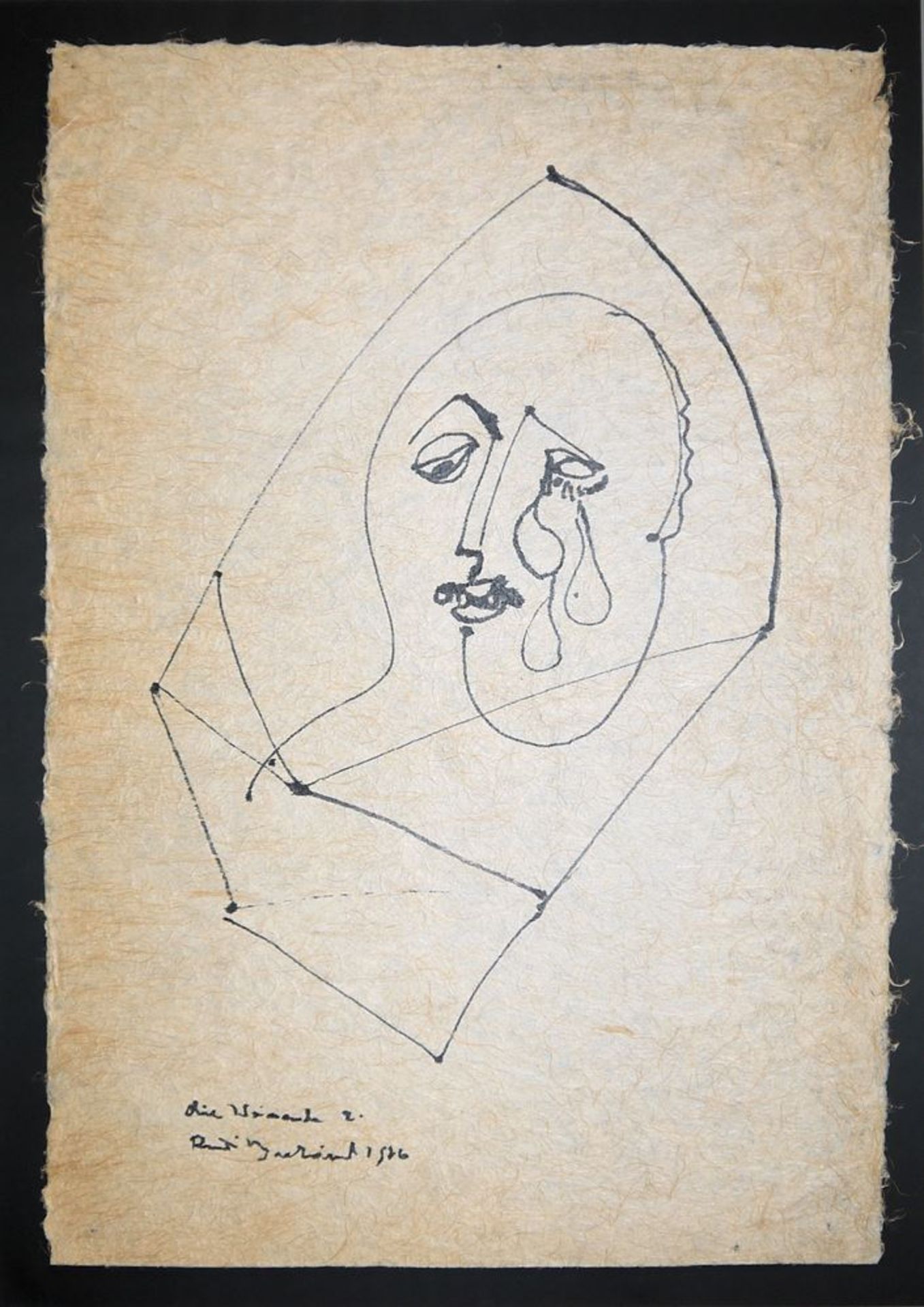 Rudi Baerwind, "Die Weinende", picassoeske Tuschzeichnung von 1956