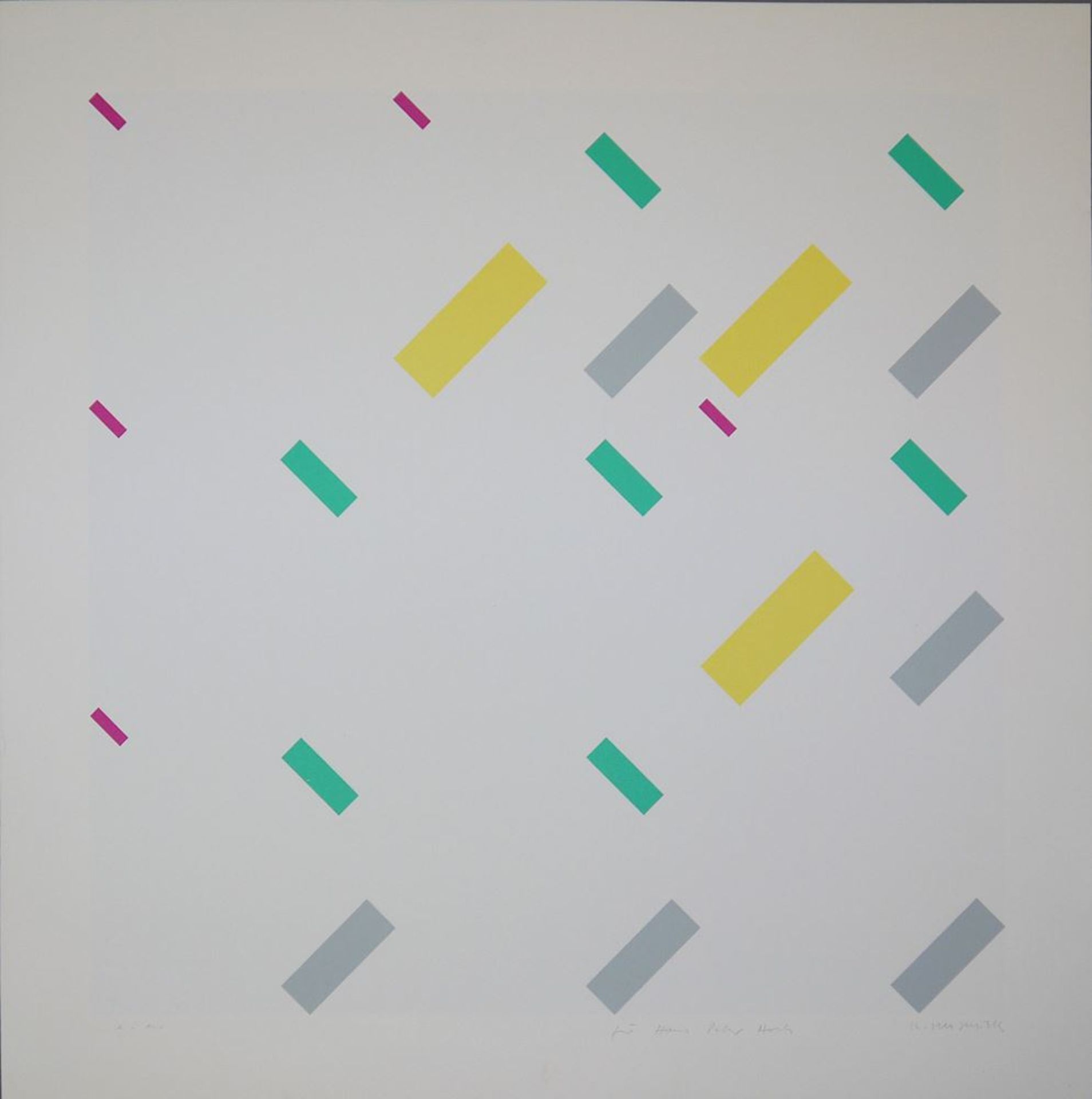 Karl Duschek, Quadratische Komposition mit Rechtecken, signierte Farbserigraphie