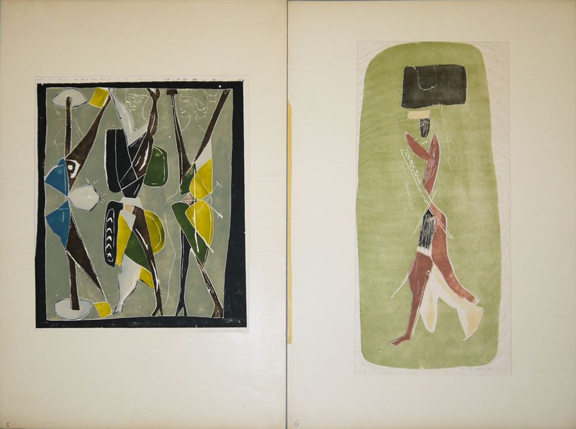 Walter Becker, Sammlungsnachlass, 7 signierte Monotypien und eine Farblithographie von 1953/54 - Bild 3 aus 6