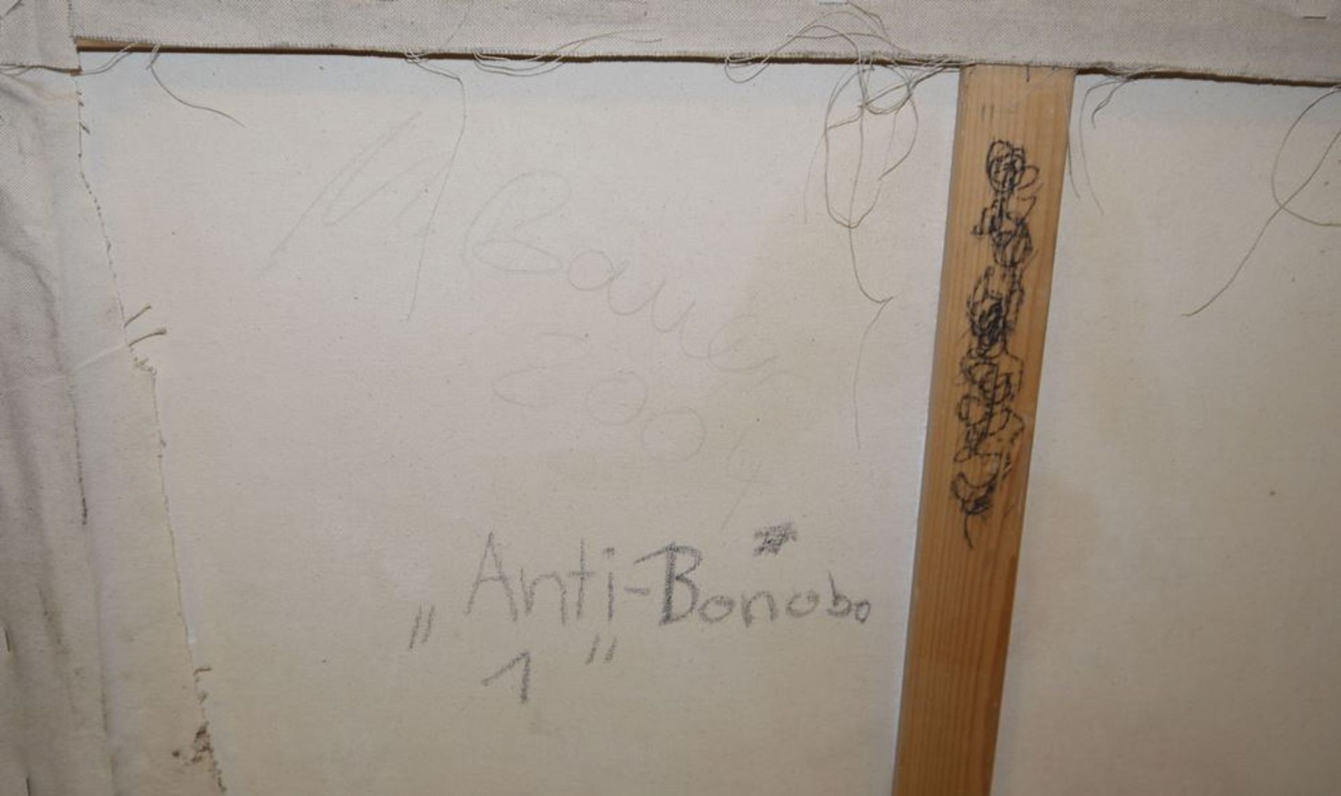 Michael Bauer, "Anti-Bonobo 1", signiertes Ölgemälde von 2004, anbei Künstlerkatalog - Bild 3 aus 4