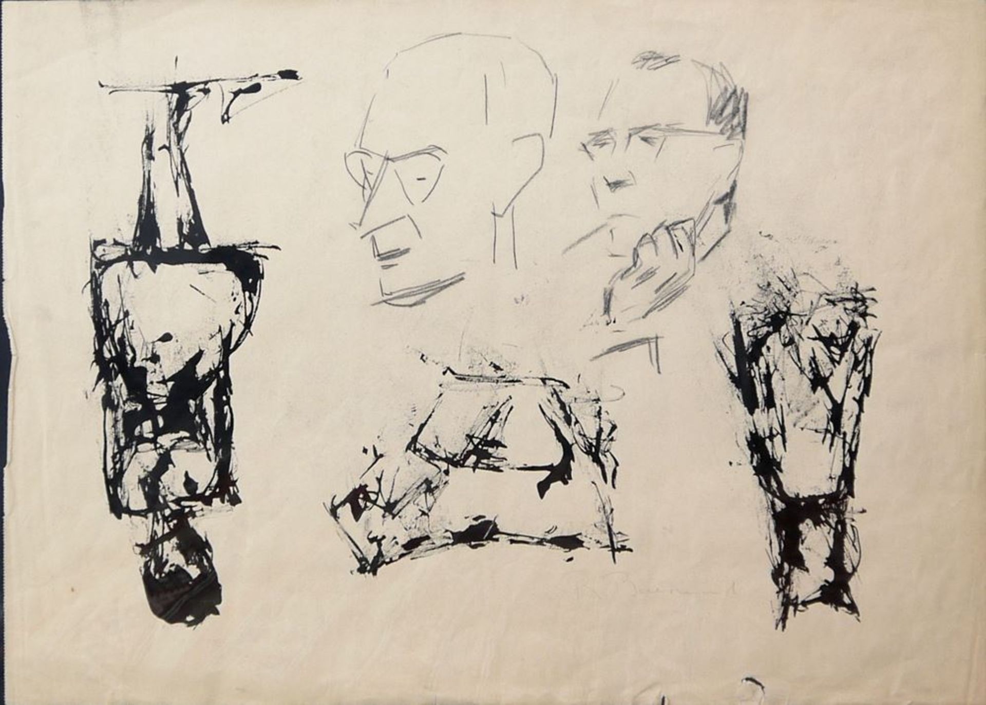 Rudi Baerwind, Nachlass von 9 teils frühen Zeichnungen, gerahmt - Image 4 of 11