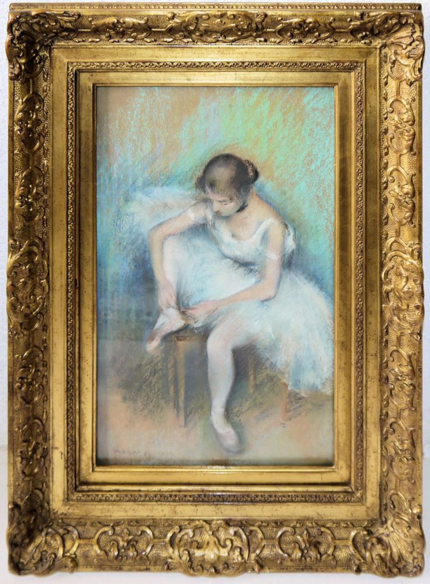 Karl Stohner, Ballerina, Pastell von 1923, im originalen Goldstuckrahmen