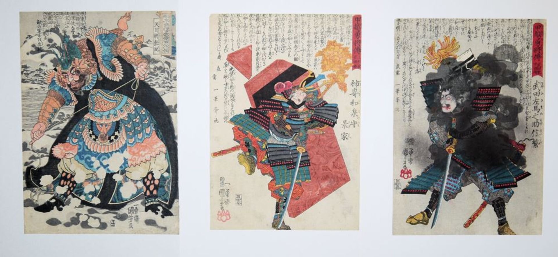 Utagawa Kuniyoshi, drei Farbholzschnitte mit legendären Helden, Edo-Zeit, Japan, 19. Jh. - Image 6 of 9