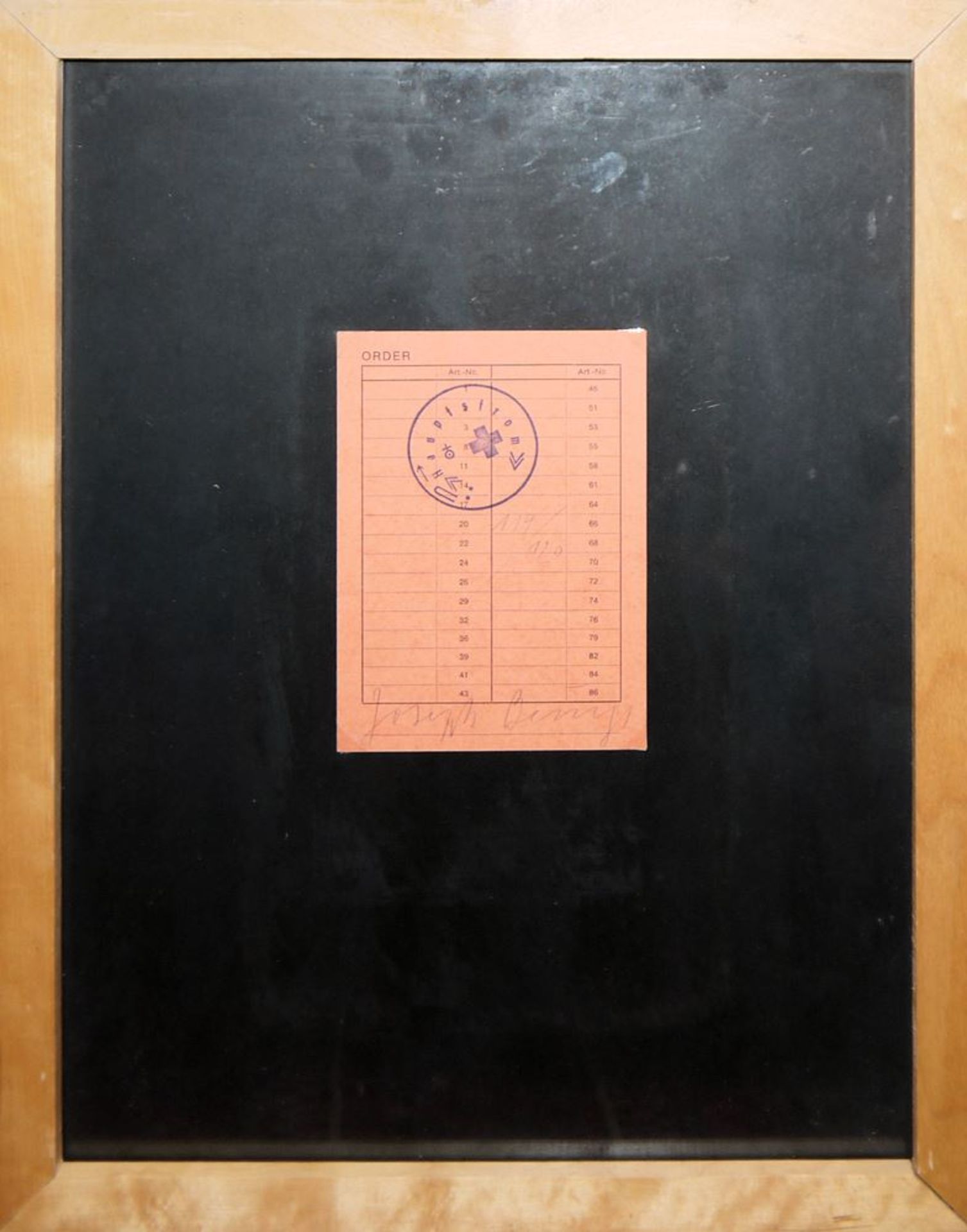 Joseph Beuys, "Order", Bestellkarte, 1973, gestempelt, signiert und nummeriert, gerahmt