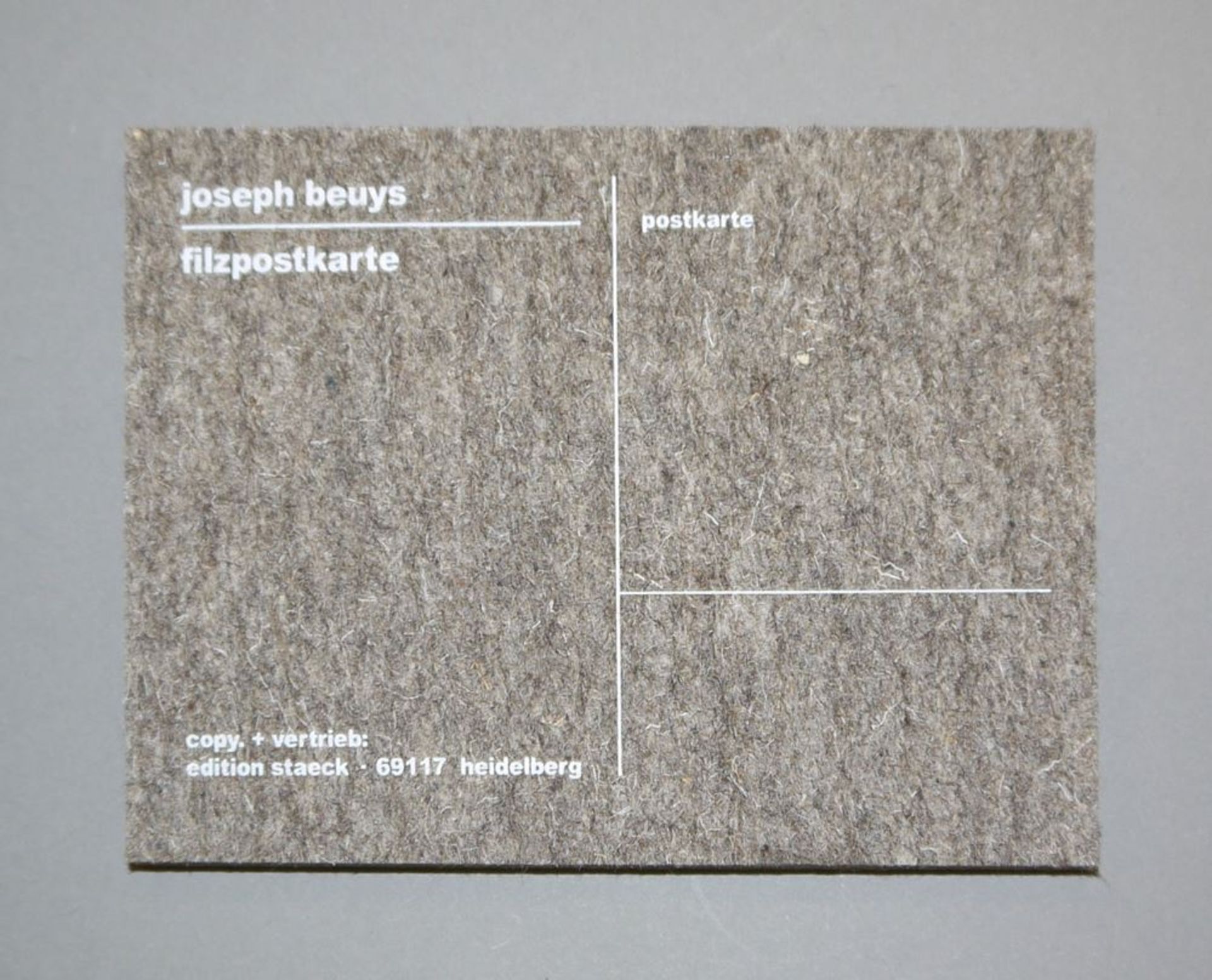Joseph Beuys, 3 Tonnen-Edition, 1973-1985, Folie 24, dazu Filzpostkarte & 6 Postkarten, Edition Sta - Bild 3 aus 4