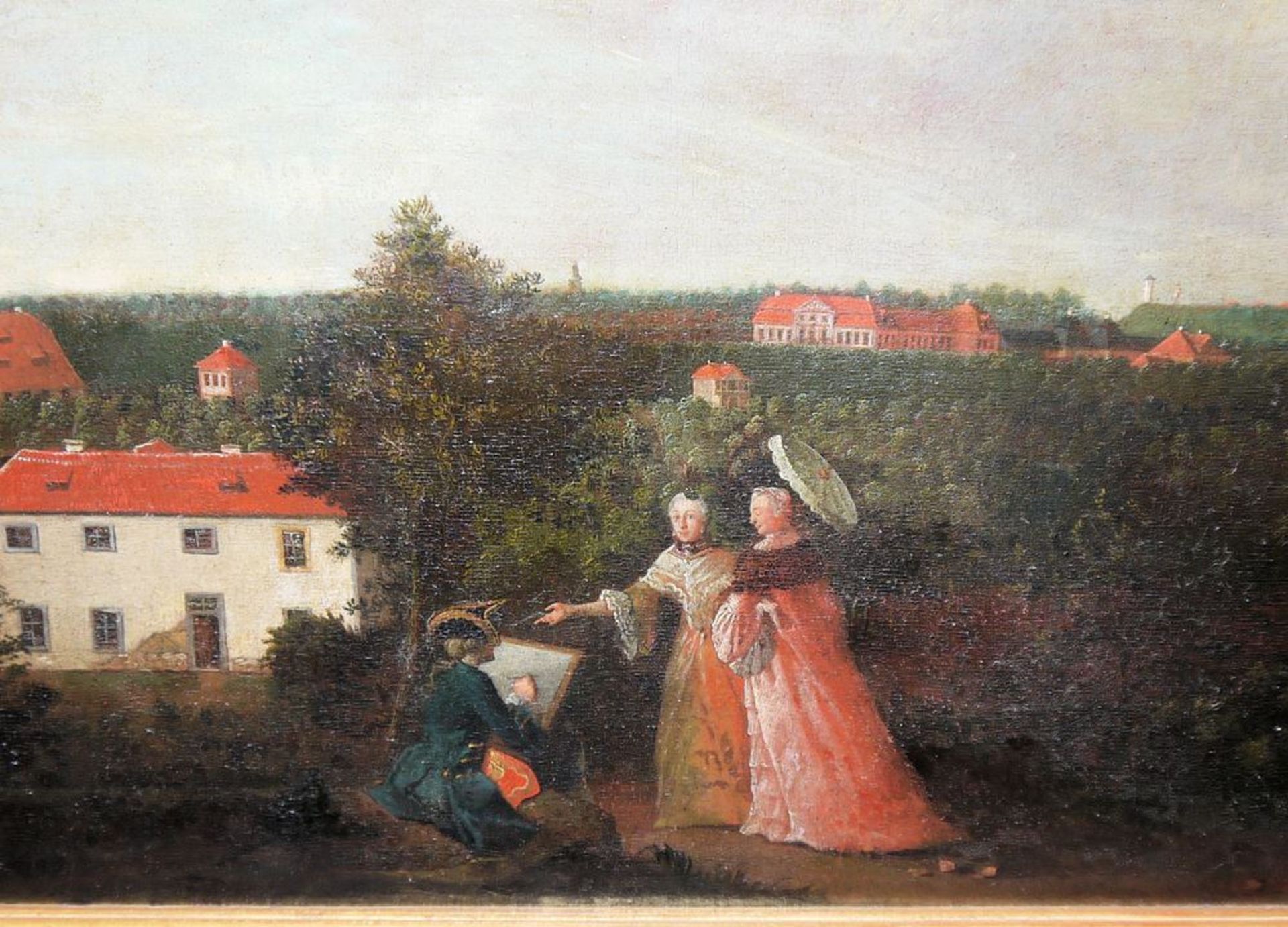 Supraporte mit Goethe und Herzogin Amalia in Gotha, Ölgemälde von Pastor Franz, 1. H. 19. Jh. - Image 2 of 4