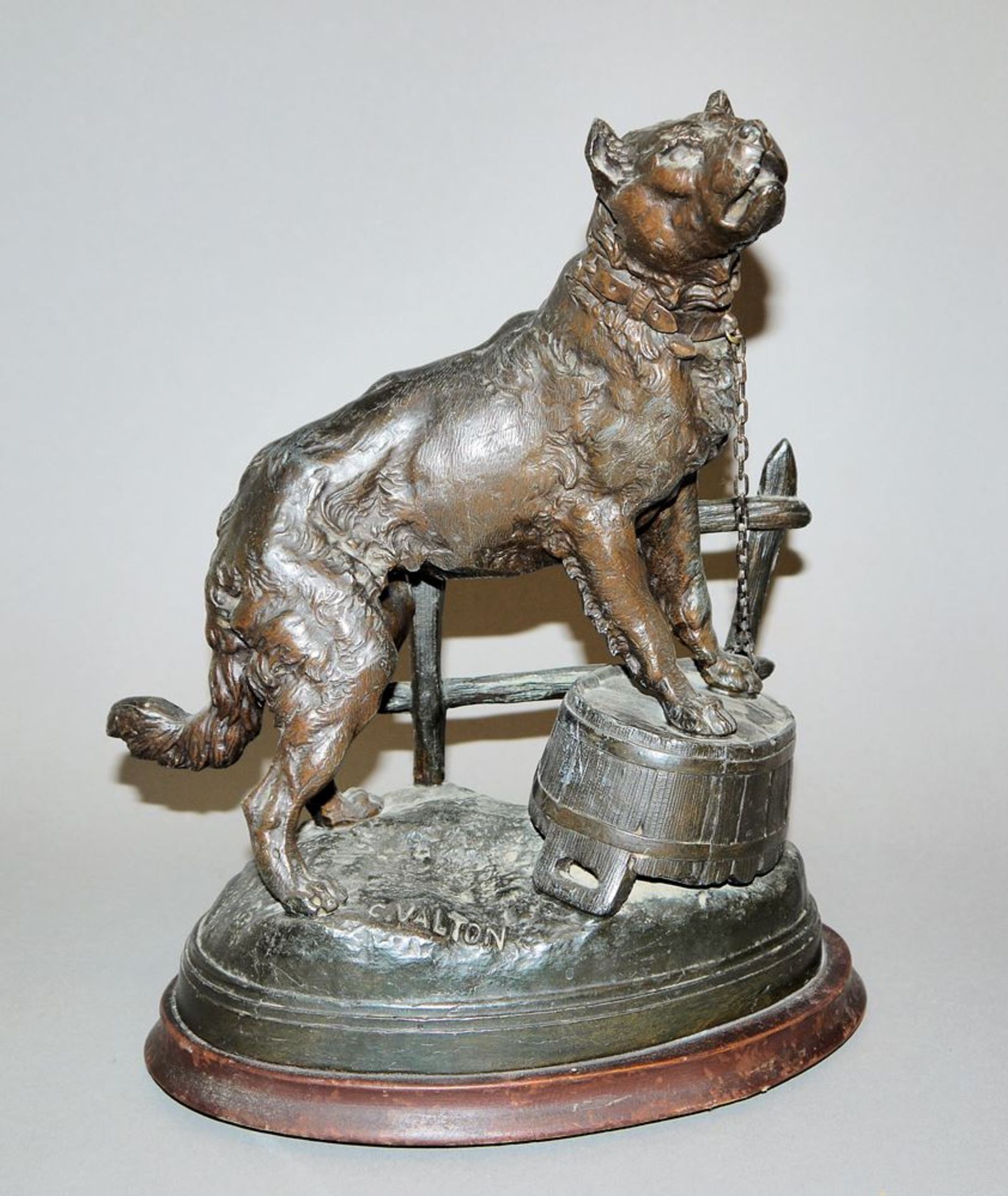 Charles Valton, Kettenhund, Reguleplastik, Frankreich um 1900