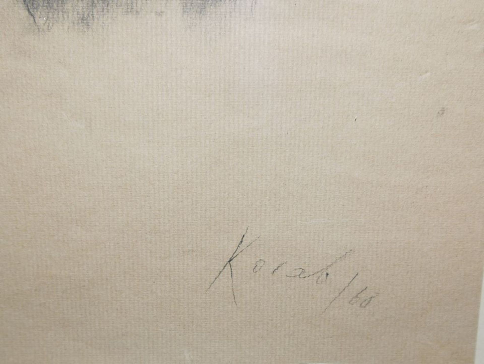 Karl Korab, "Dorf im Waldviertel", signierte Kohlezeichnung von 1968, gerahmt - Image 4 of 4
