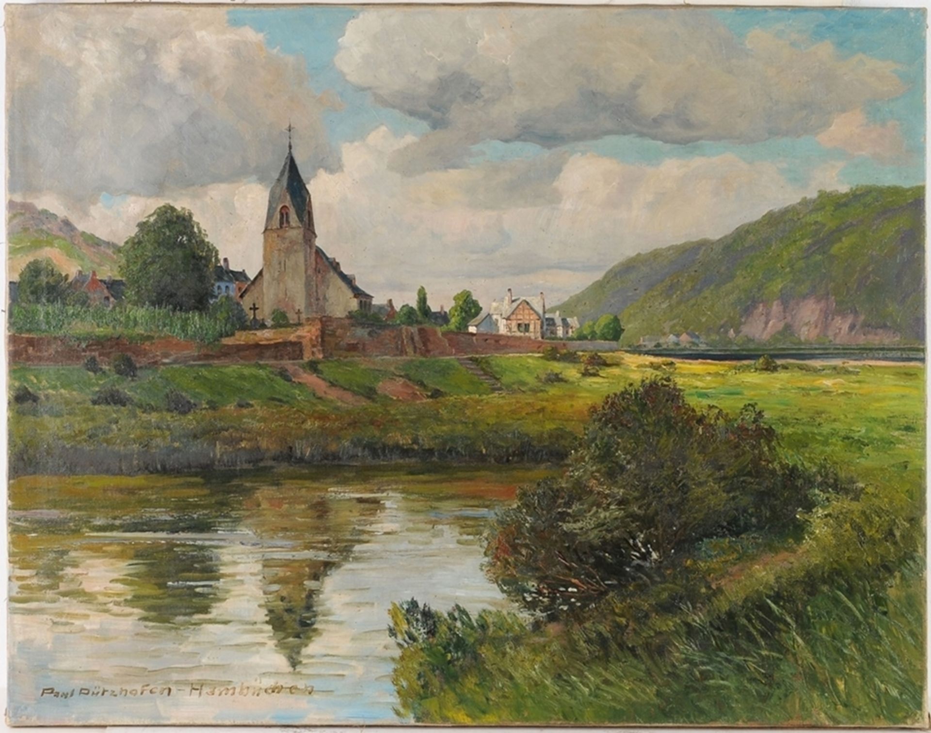 Pützhofen-Hambüchen, Paul(1879 Krefeld - 1939 Bad Godesberg) Öl/ Lwd. "Unkel am Rhein". L.