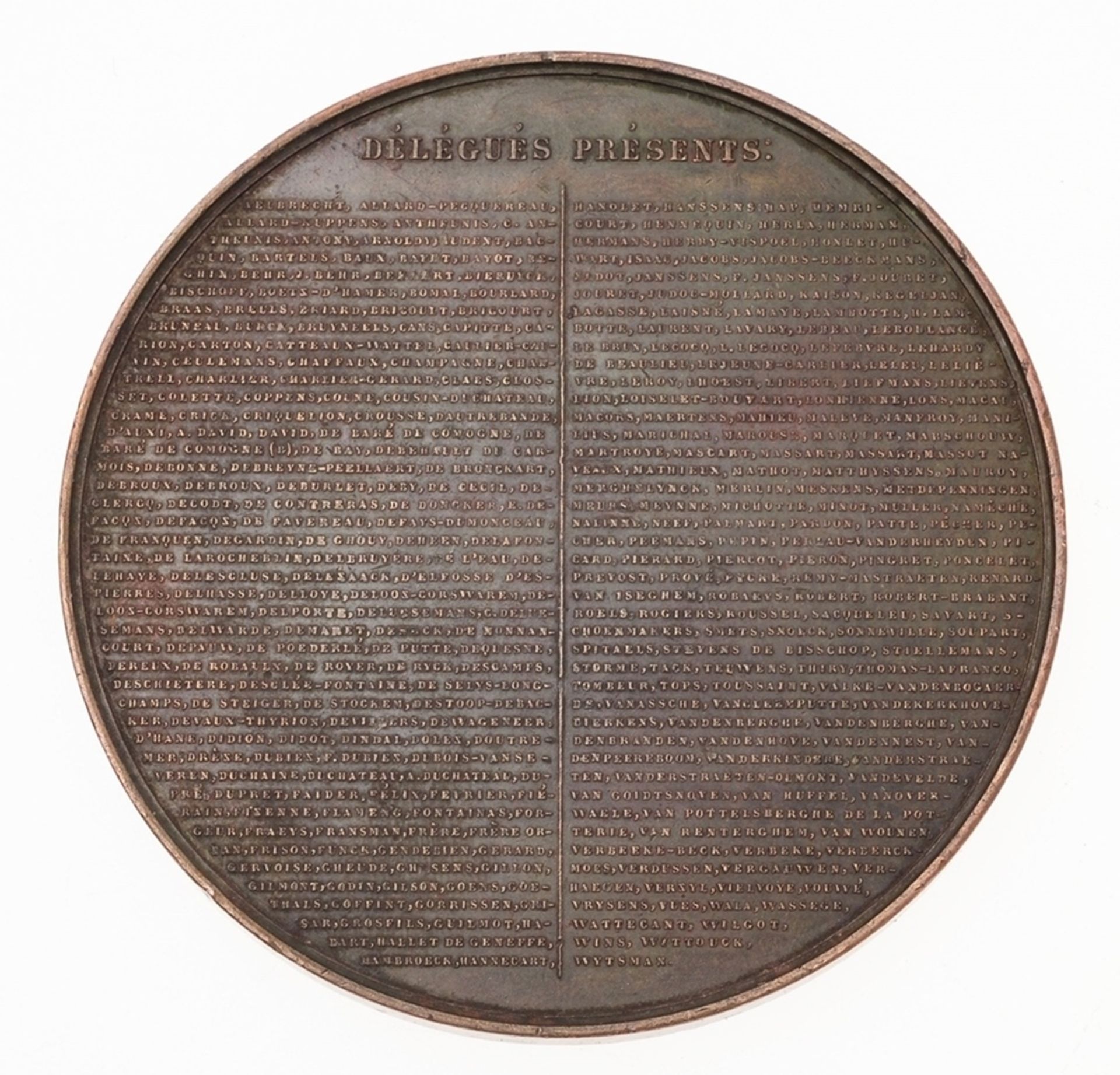 Medaille anlässlich der Gründung der liberalen Partei Belgiens 1846Bronze, patiniert. Runde - Bild 2 aus 2