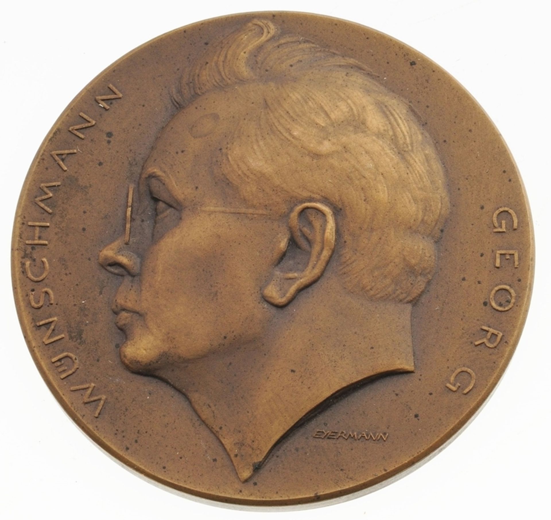 Eyermann, Bruno(1888 Leipzig - 1961 Hanau) Bronze, patiniert. Medaille zum 30-jähriges Beruf - Bild 2 aus 2