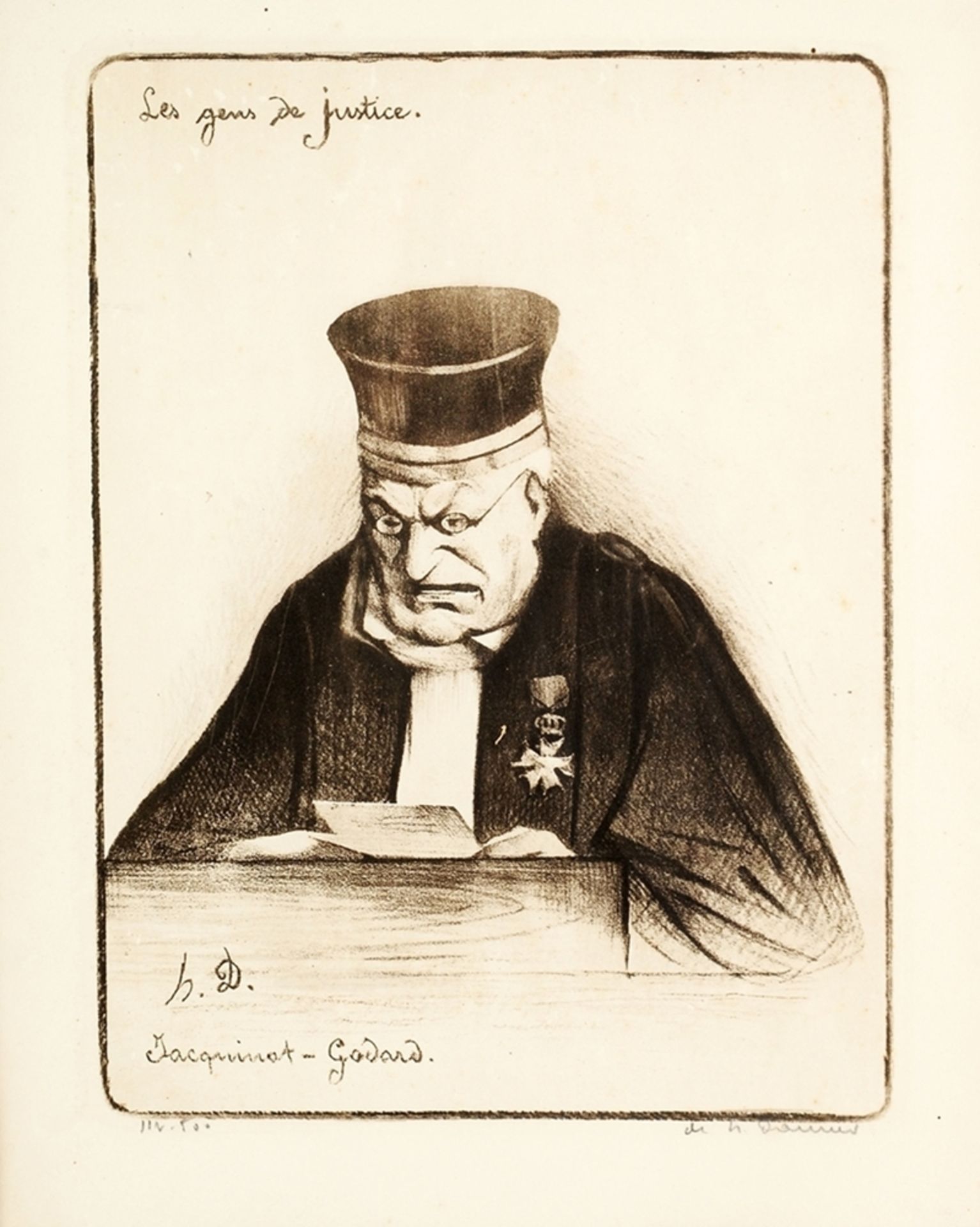 Daumier, Honoré(1808 Marseille - 1879 Valmondois) Lithographie. "Jacquinat-Godard". In der P
