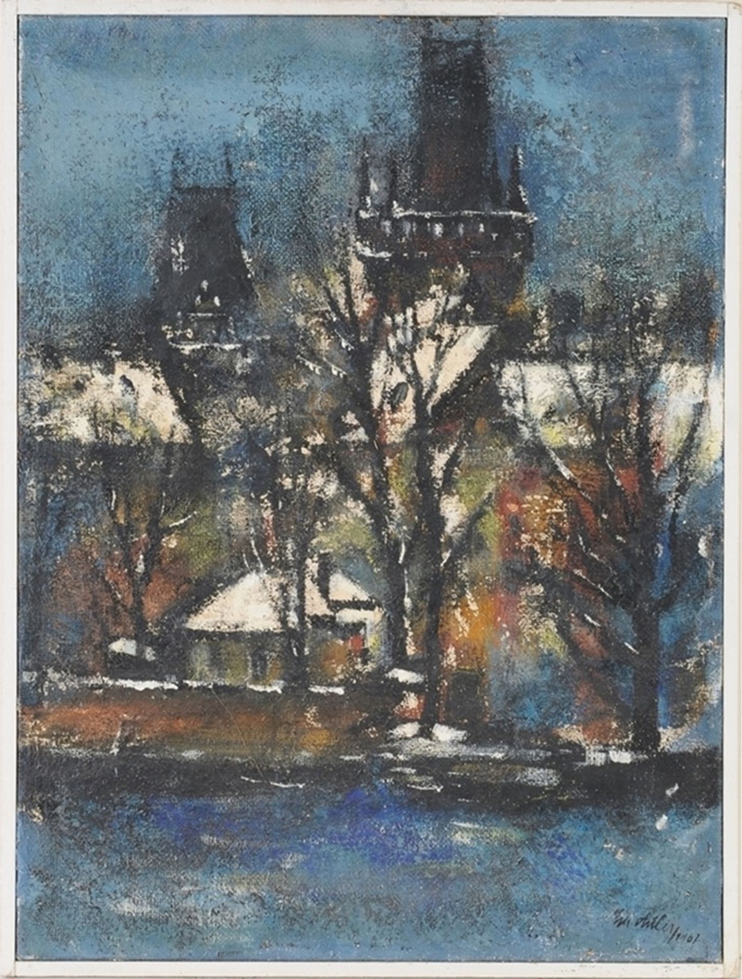 Astler, Erhard Th.(1914 Böhmisch-Leipa - 1998 Isny im Allgäu) Öl/ Lwd. Winterliches Prag.