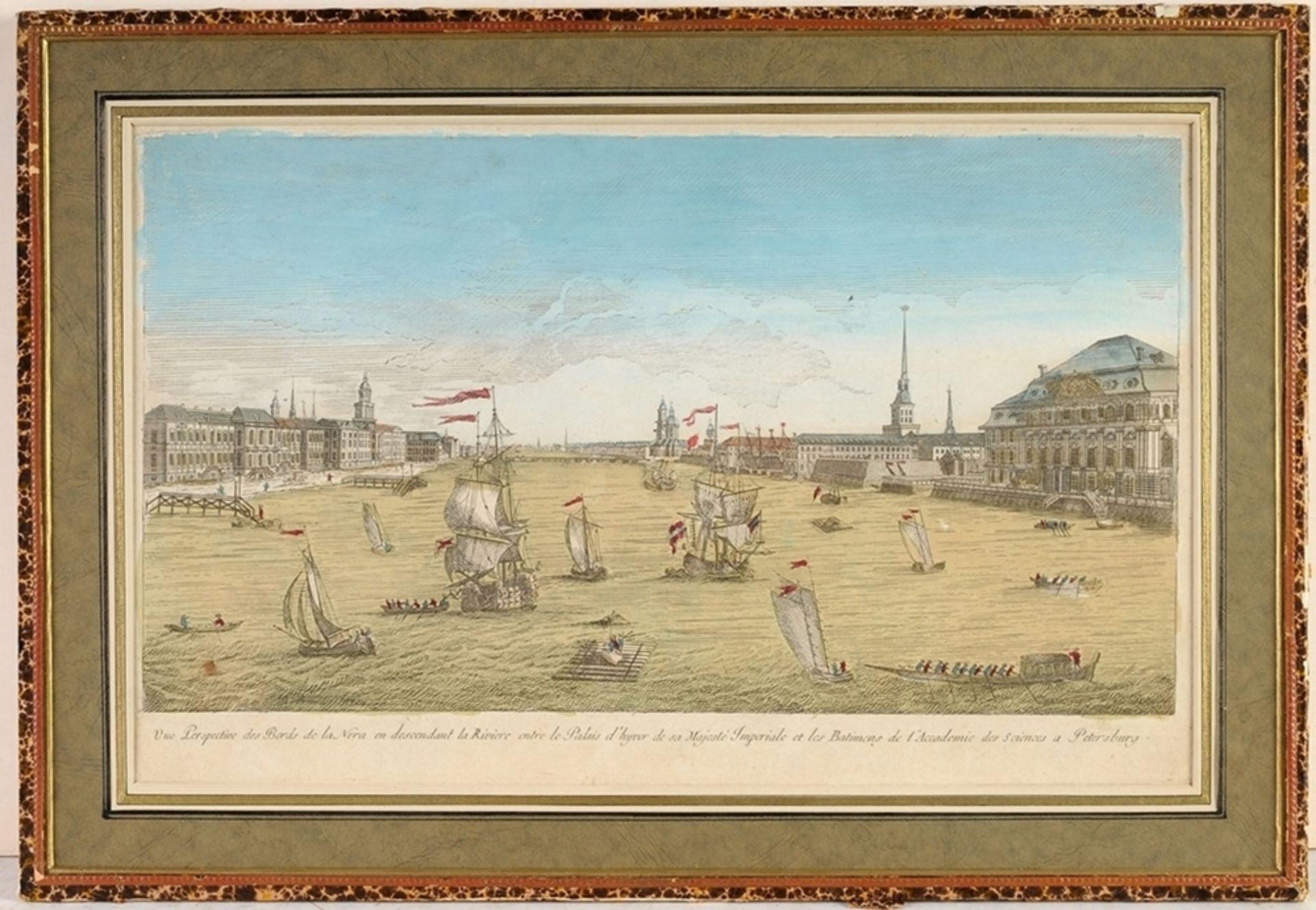 Ansicht von Sankt PetersburgKupferstich, kolor. "Vue Perspective des Bords de la Nera en desc