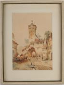 Menzel, K.(Deutscher Maler, 2. H. 19. Jh.) Aquarell/ Karton. Klingentor von Rothenburg ob der