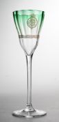 Jugendstil-Kelchglas "Lucca Liqueur"Farbloses Glas, von der Mündung her grün verlaufend unt