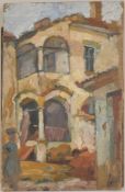 Glette, Erich(1896 Wiesbaden - 1980 Prien am Chiemsee) Öl/ Malpappe. "Palastruine in Udine".