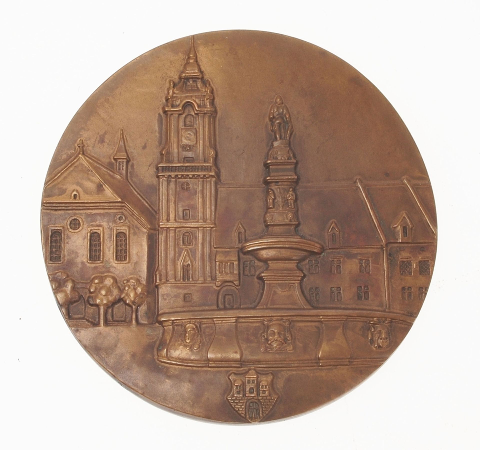 Medaille "Bratislava"Bronze, patiniert. Runde Tafel. Avers Blick auf das Alte Rathaus von Bra - Bild 2 aus 2