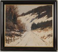 Sigurd, Rolf(Wien 1893 - 1943) Öl/ Platte. Winterlandschaft. L. u. sign. 34 x 38 cm. Rahmen.
