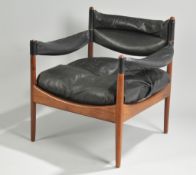 Dänischer Design-Sessel, Entw. Kristian Solmer VedelPalisander, massiv. Rahmengestell auf ko